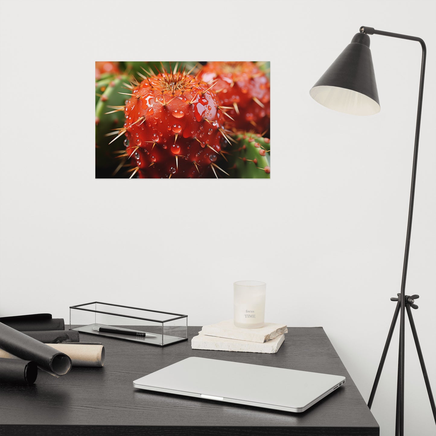 Resilient Radiance Cactus Photorealism - Digital Artwork Loose Art Print