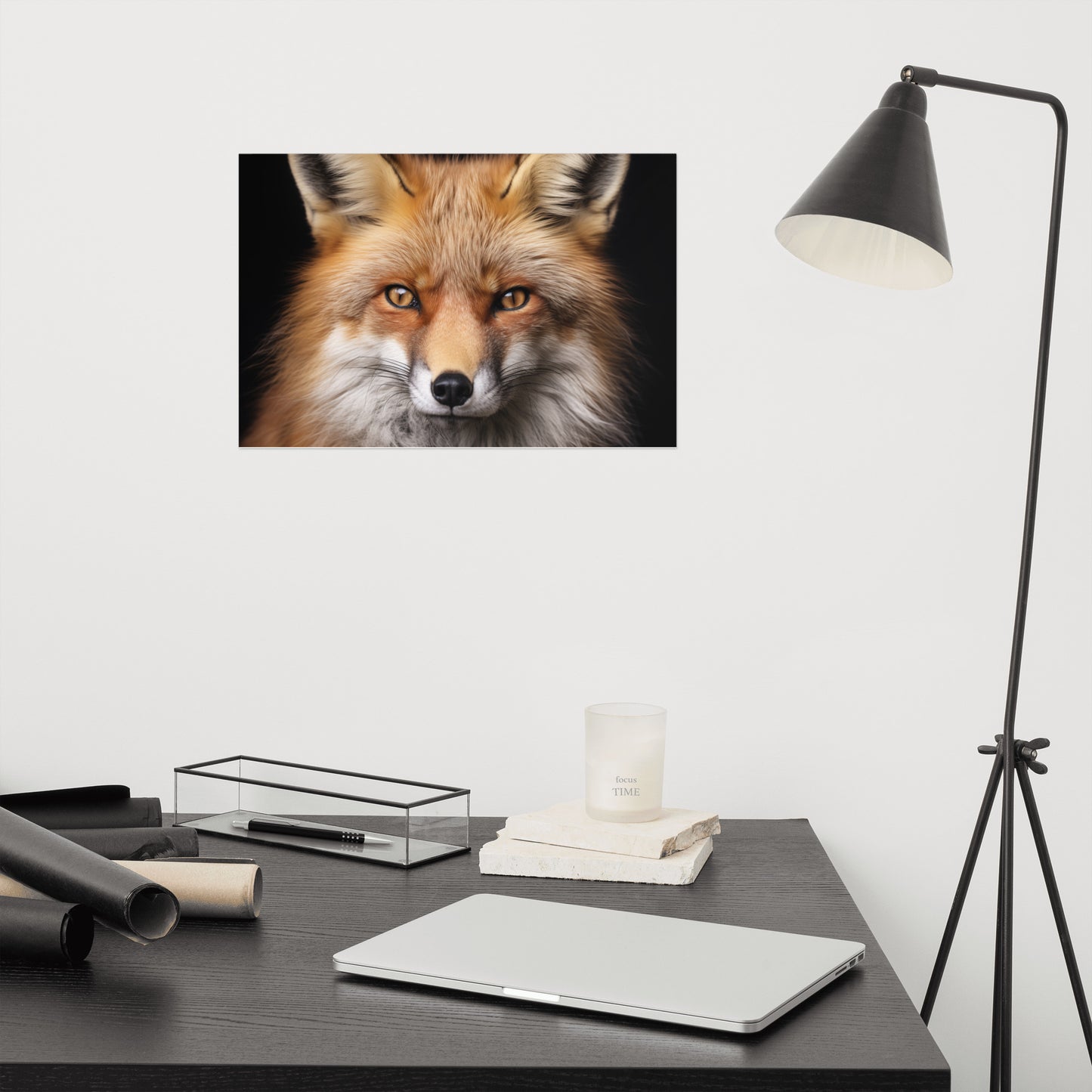 Russet Royalty Red Fox Portrait Photorealism - Digital Artwork Loose Art Print