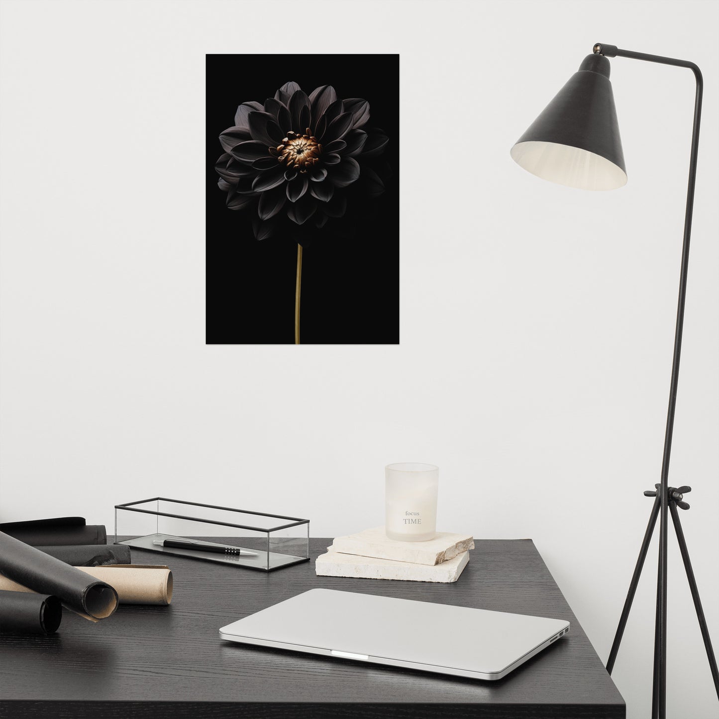 Shadow Blossom Black Flowers Photorealism - Digital Artwork Loose Art Print