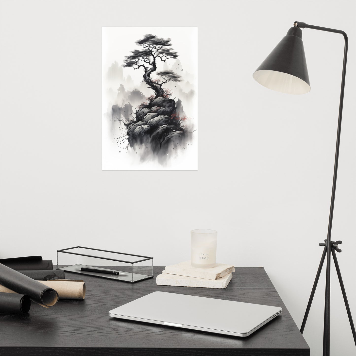 Solitude Ink Wash Painting - Digital Artwork Loose Art Print