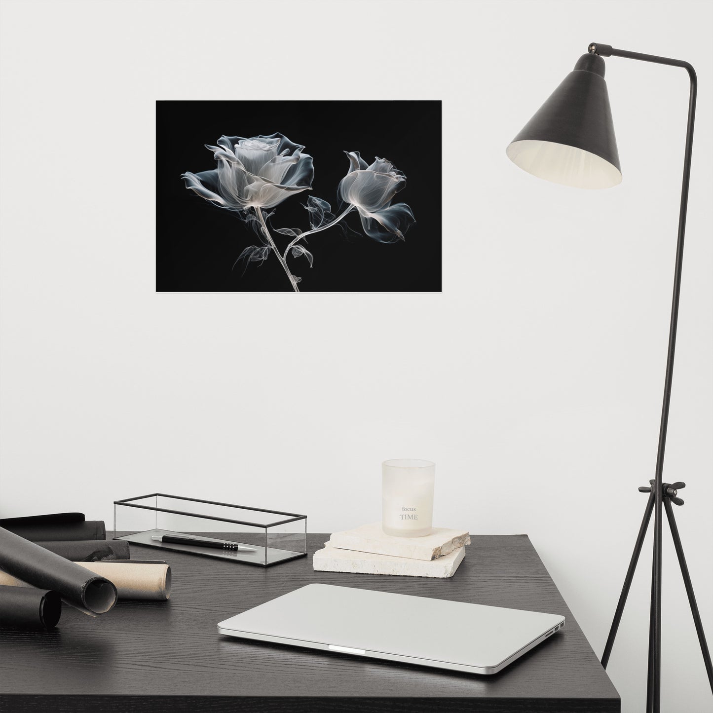 Spectral Roses X-Ray Effect Illustration - Digital Artwork Loose Art Print