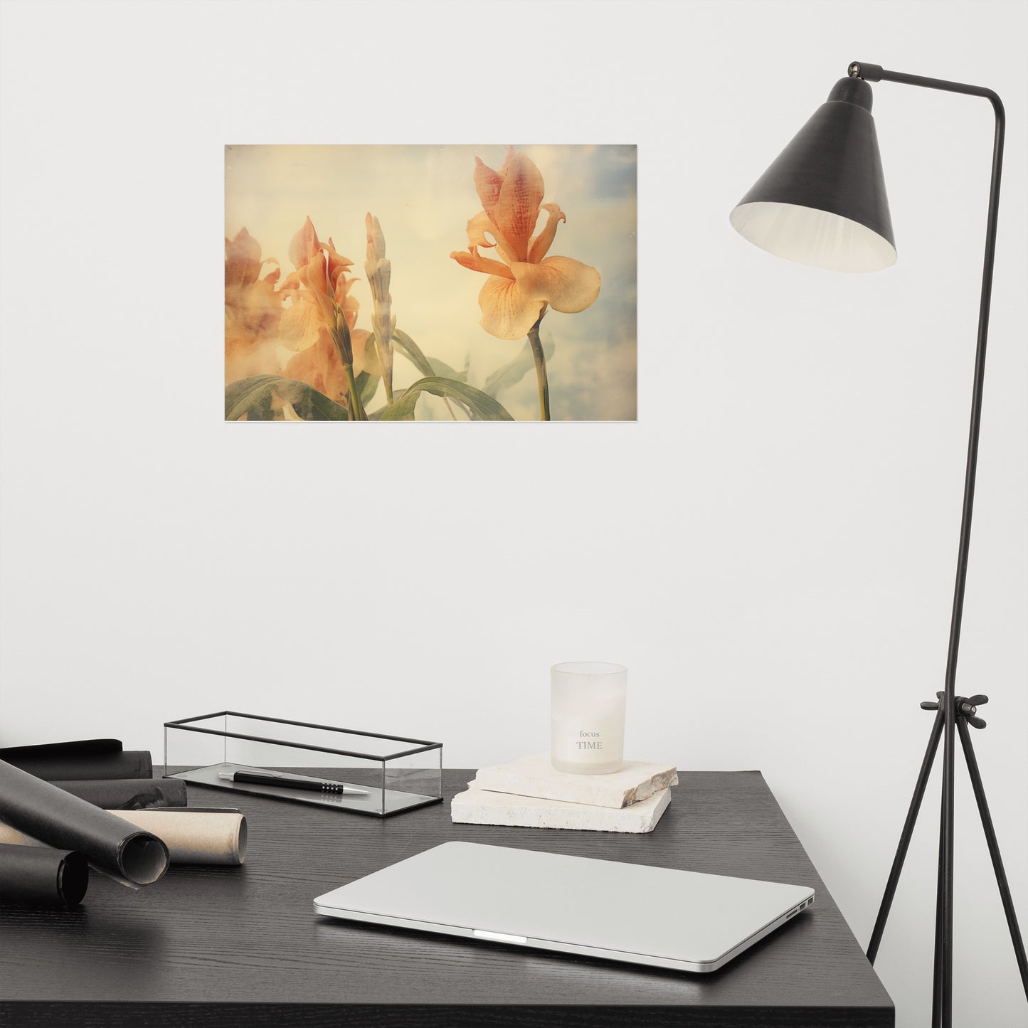 Sunlit Petals Vintage Subdued Photorealism - Digital Artwork Loose Art Print