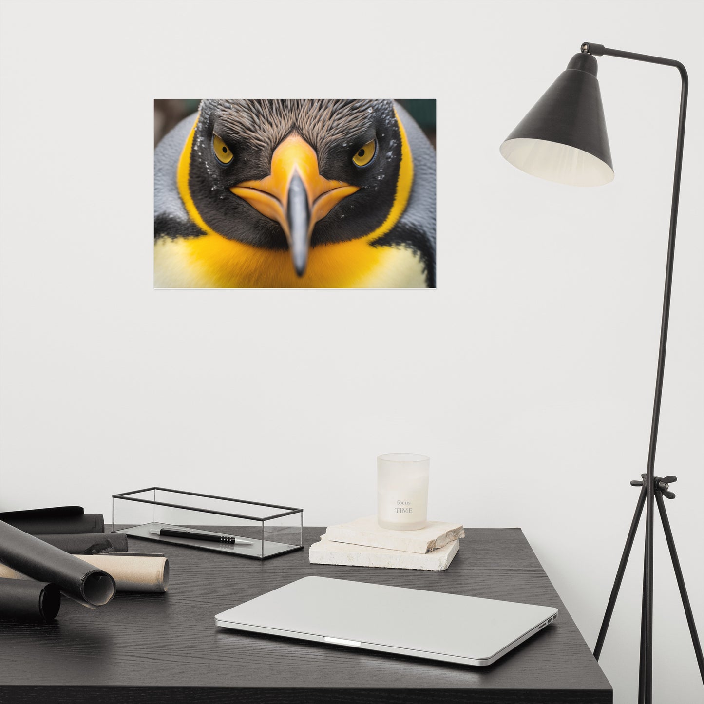 The Emperor's Stare Penguins Photorealism - Digital Artwork Loose Art Print