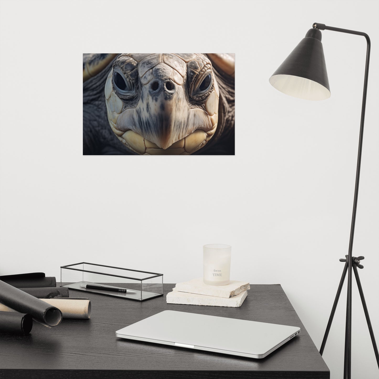 The Silent Observer Olive Ridley Turtle Close-up Photorealism - Digital Artwork Loose Art Print