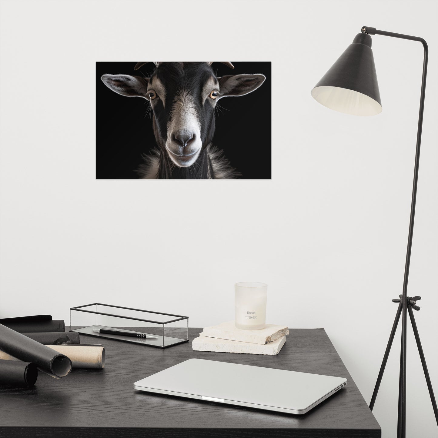 The Gaze Goat Portrait Photorealism - Digital Artwork Loose Art Print