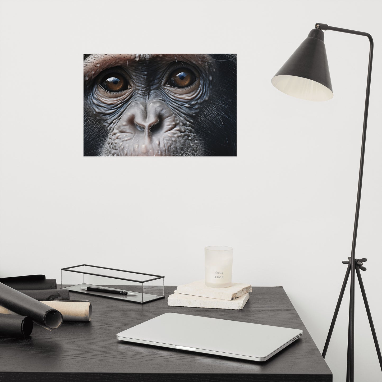 The Chimpanzee Who Stole My Heart Close-up Photorealism - Digital Artwork Loose Art Print