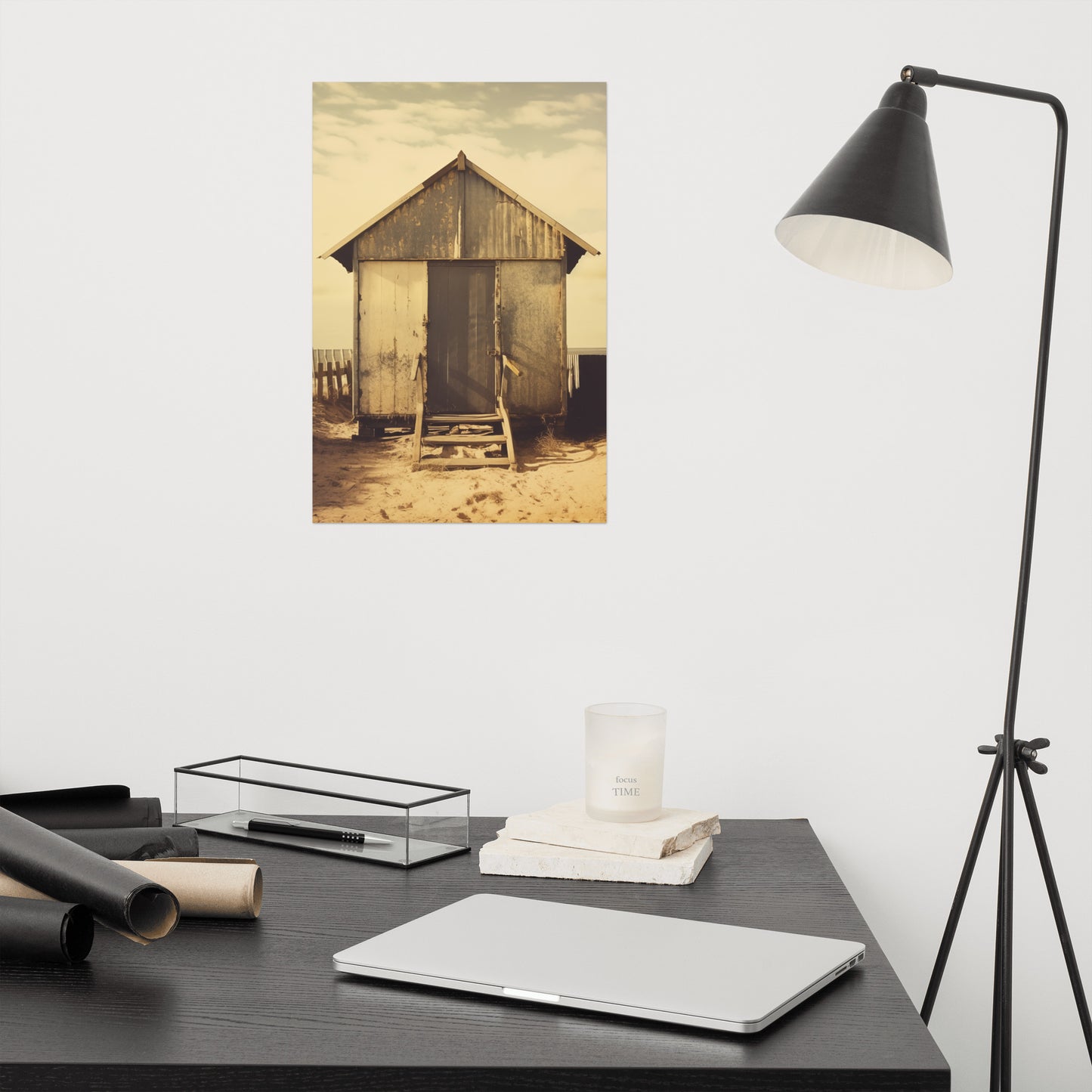 The Old Beach House Subdued Retro Photorealism - Digital Artwork Loose Art Print