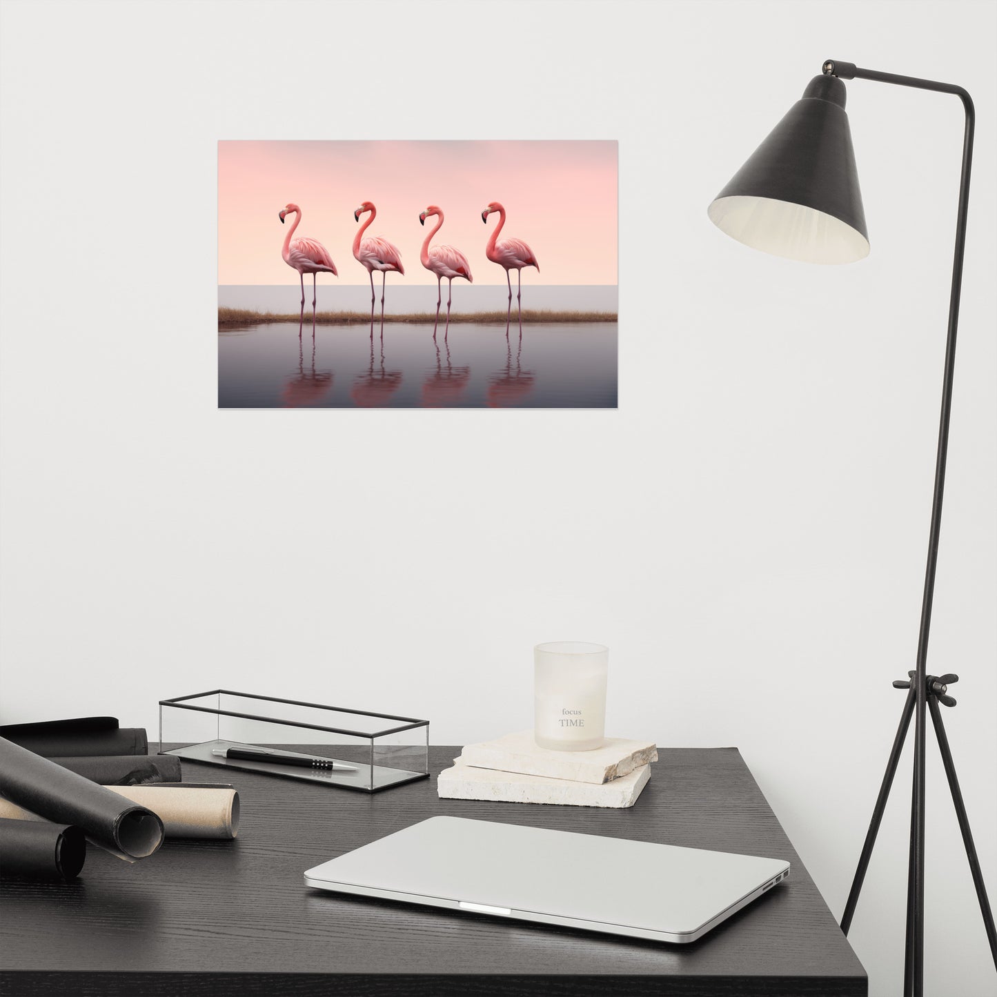 The Pink Quartet Wildlife Photorealism - Digital Artwork Loose Art Print