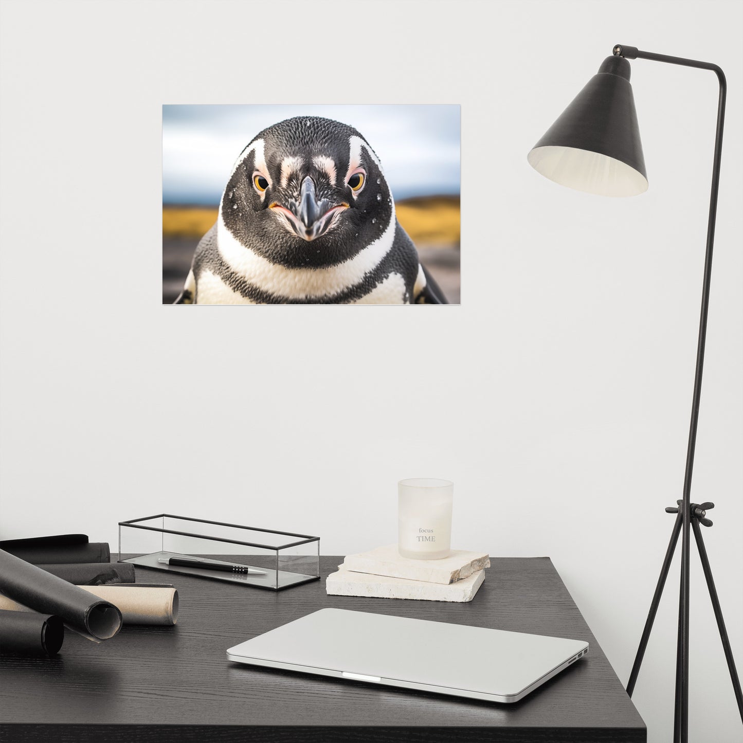 The Stare Down Penguins Photorealism - Digital Artwork Loose Art Print