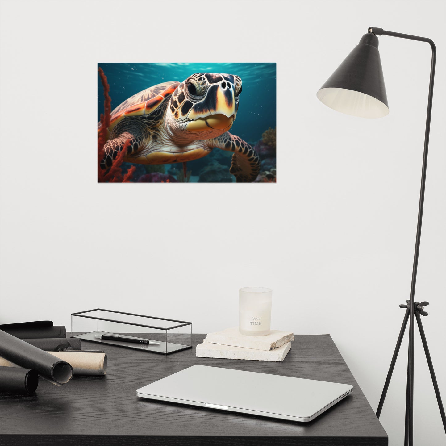 The Turtle's Tale Sea Turtle Coastal Illustration - Digital Artwork Loose Art Print