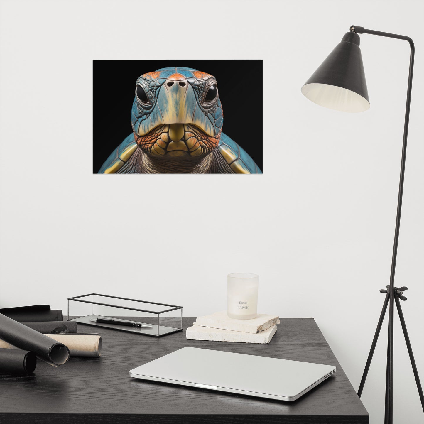 The Wise Wanderer Tortoise Coastal Photorealism - Digital Artwork Loose Art Print