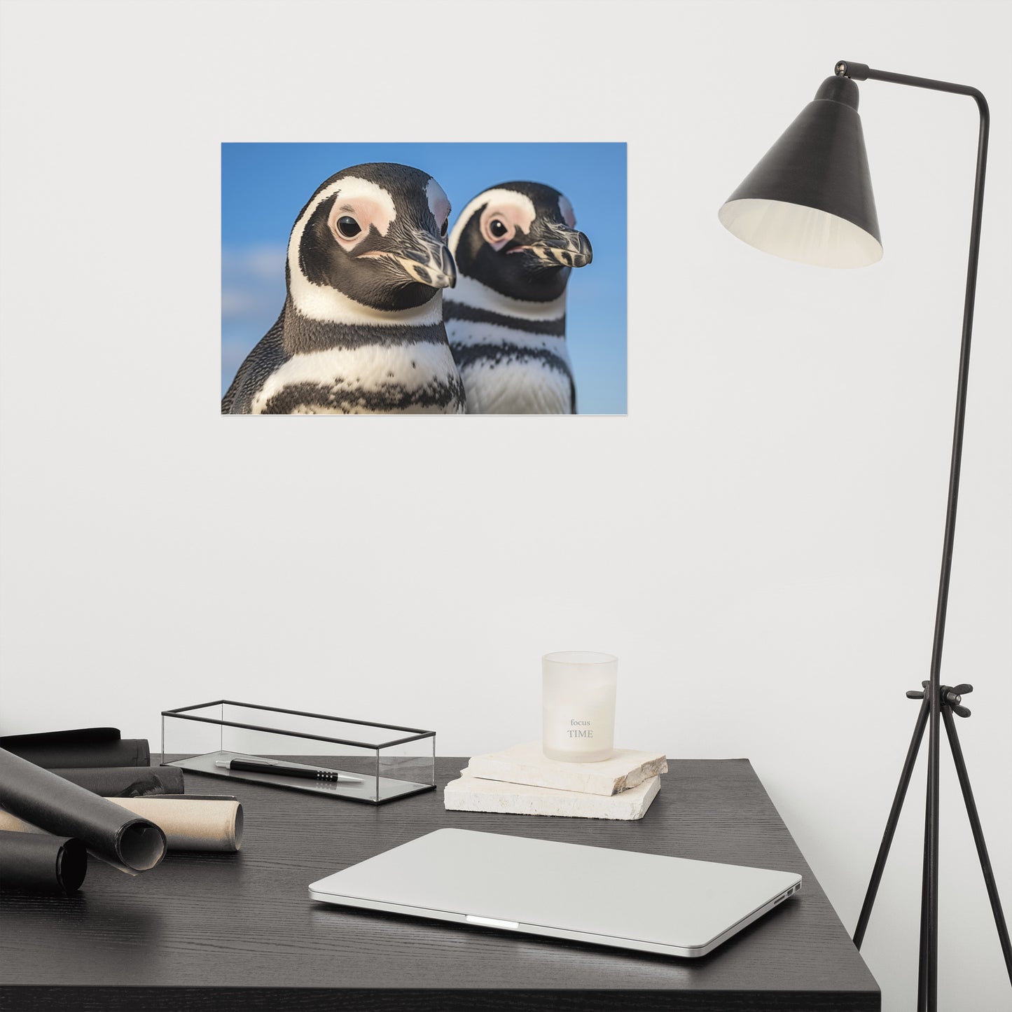 Together Forever Penguins Photorealism - Digital Artwork Loose Art Print