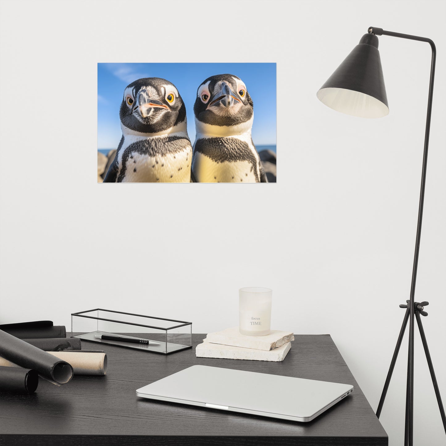 Twin Beaks Penguins Photorealism - Digital Artwork Loose Art Print