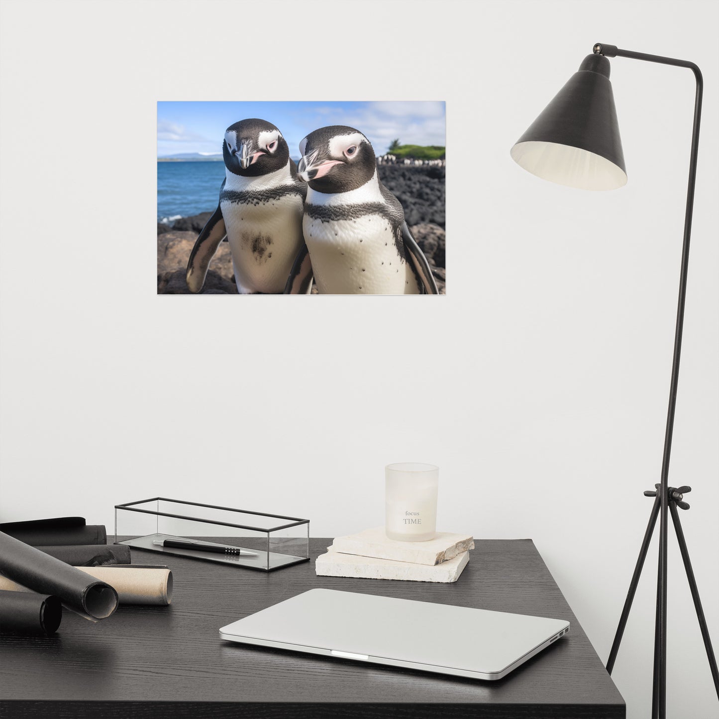 Two of a Feather Penguins Photorealism - Digital Artwork Loose Art Print