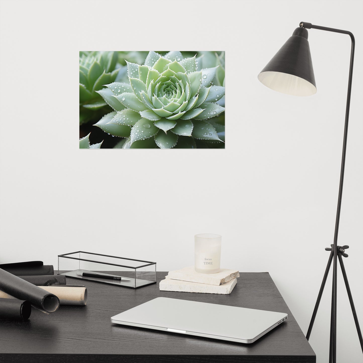 Verdant Embrace Succulent Photorealism - Digital Artwork Loose Art Print