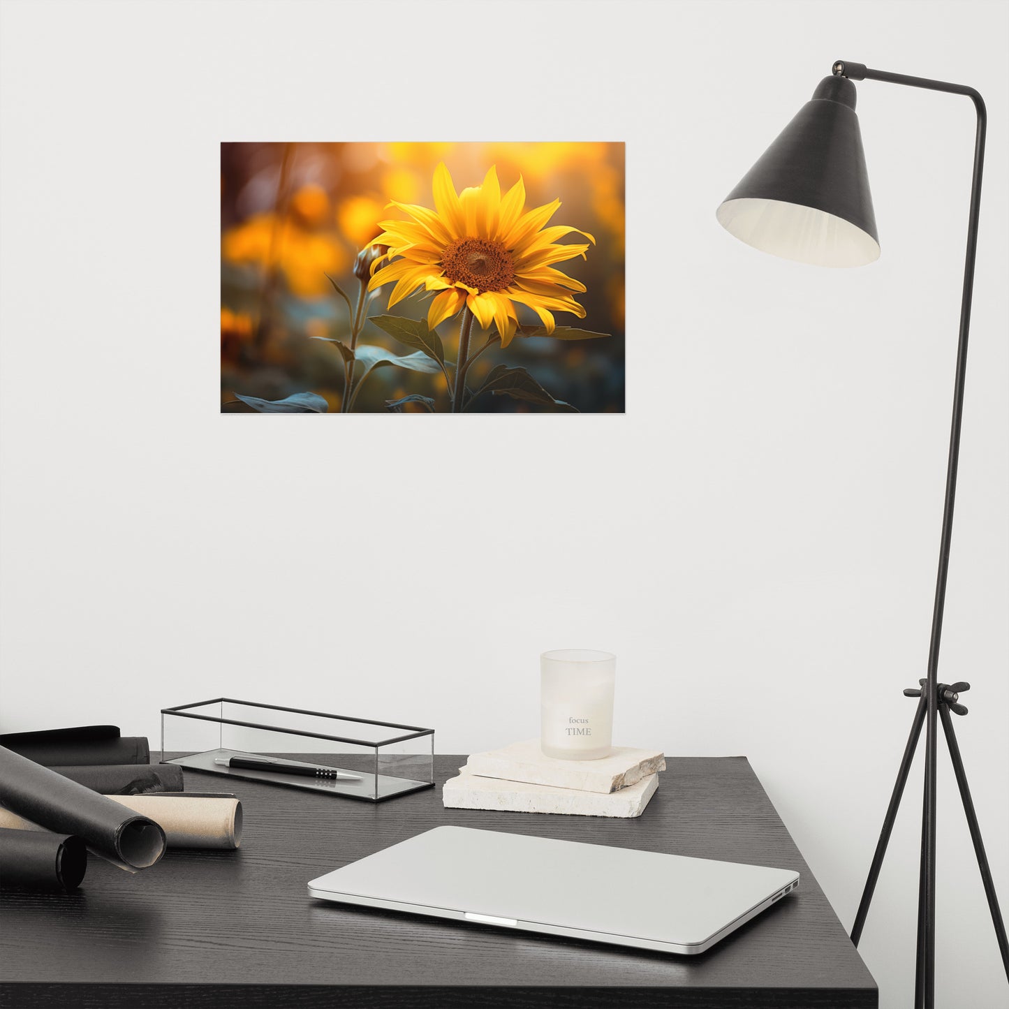 Where the Sunflowers Meet the Sun Photorealism - Digital Artwork Loose Art Print