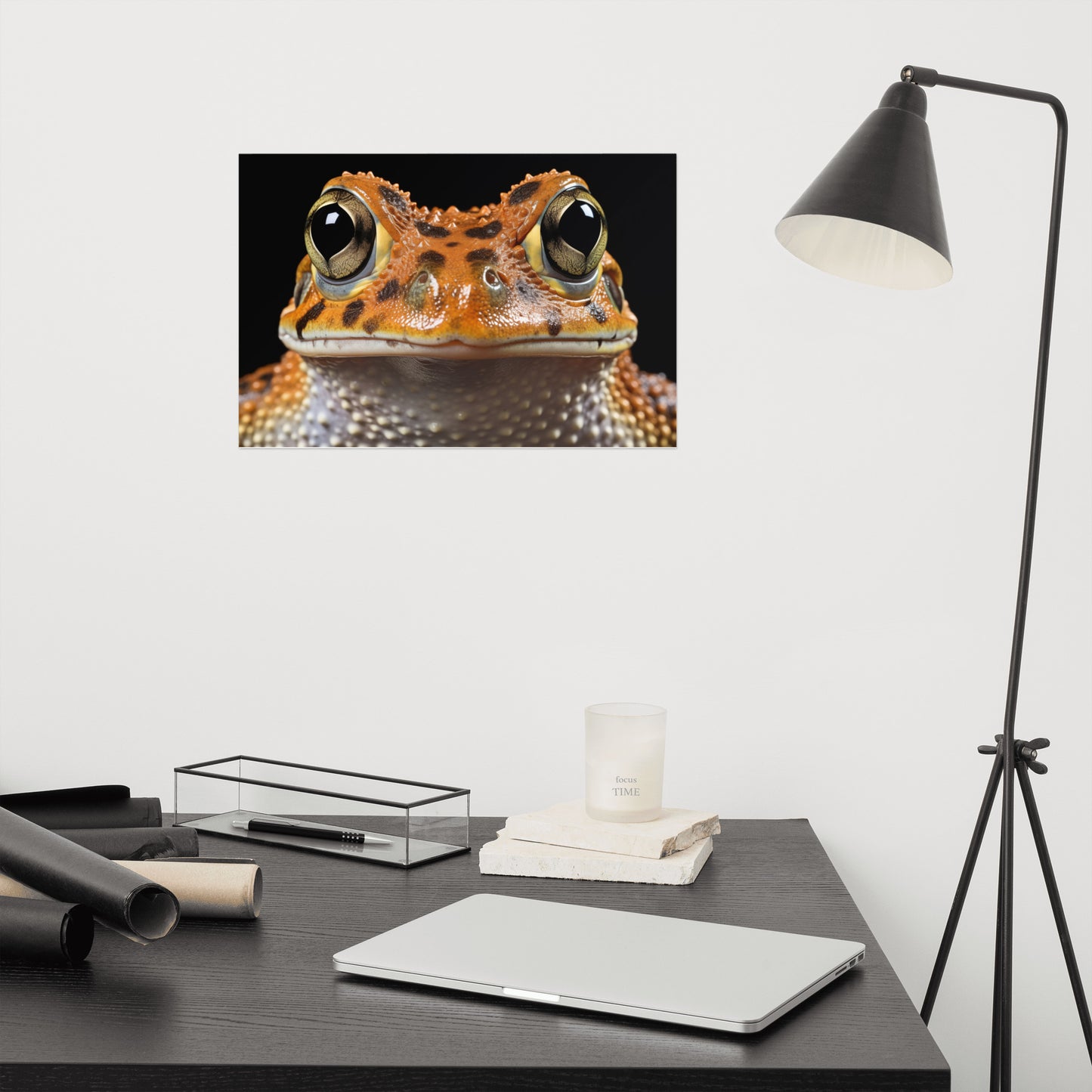 Wide-Eyed Wonder Frogs Photorealism - Digital Artwork Loose Art Print