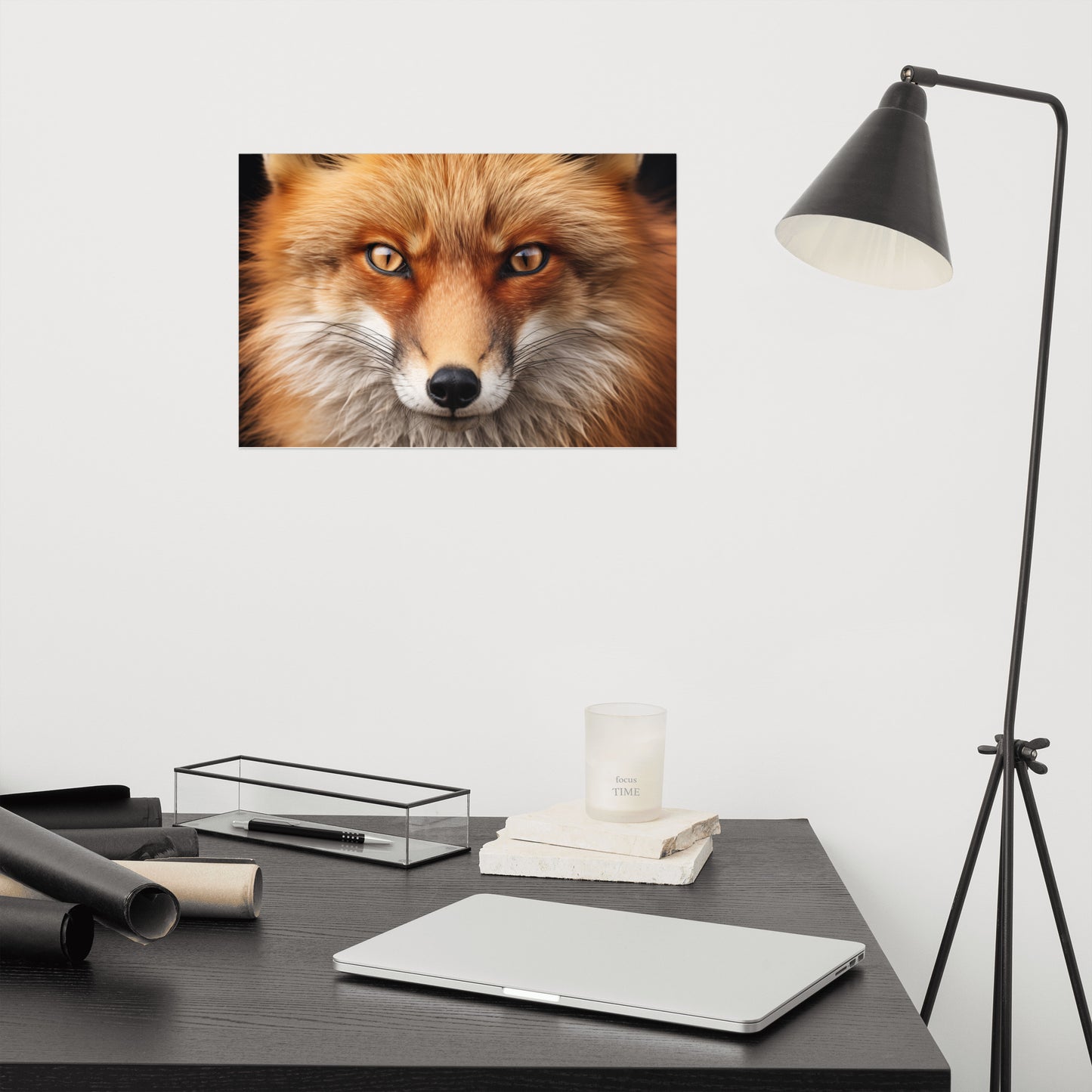 Wildfire Eyes Red Fox Portrait Photorealism - Digital Artwork Loose Art Print