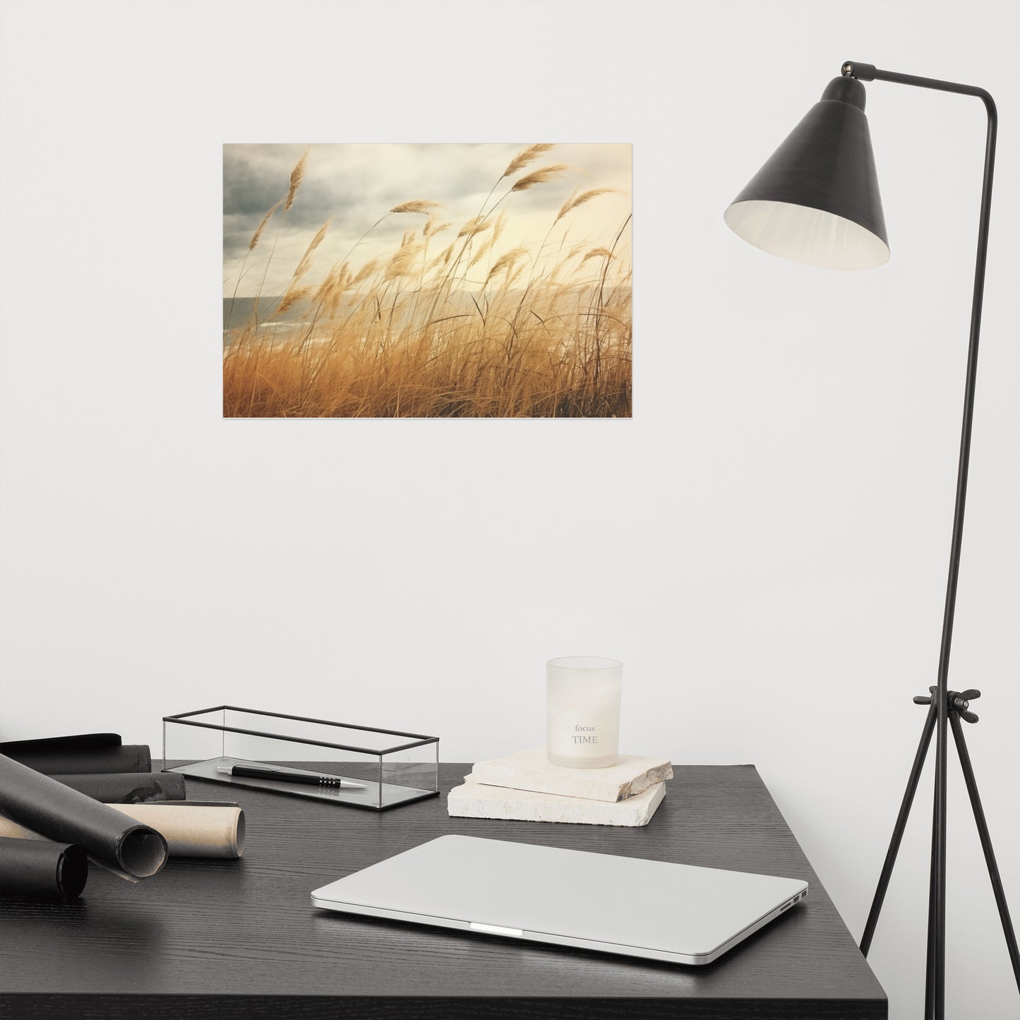 Windswept Memories Sea Grass Subdued Retro Coastal Photorealism - Digital Artwork Loose Art Print