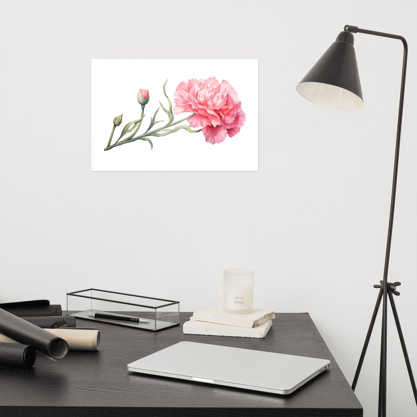 Watercolor Carnation Painting - Digital Artwork Loose Art Print