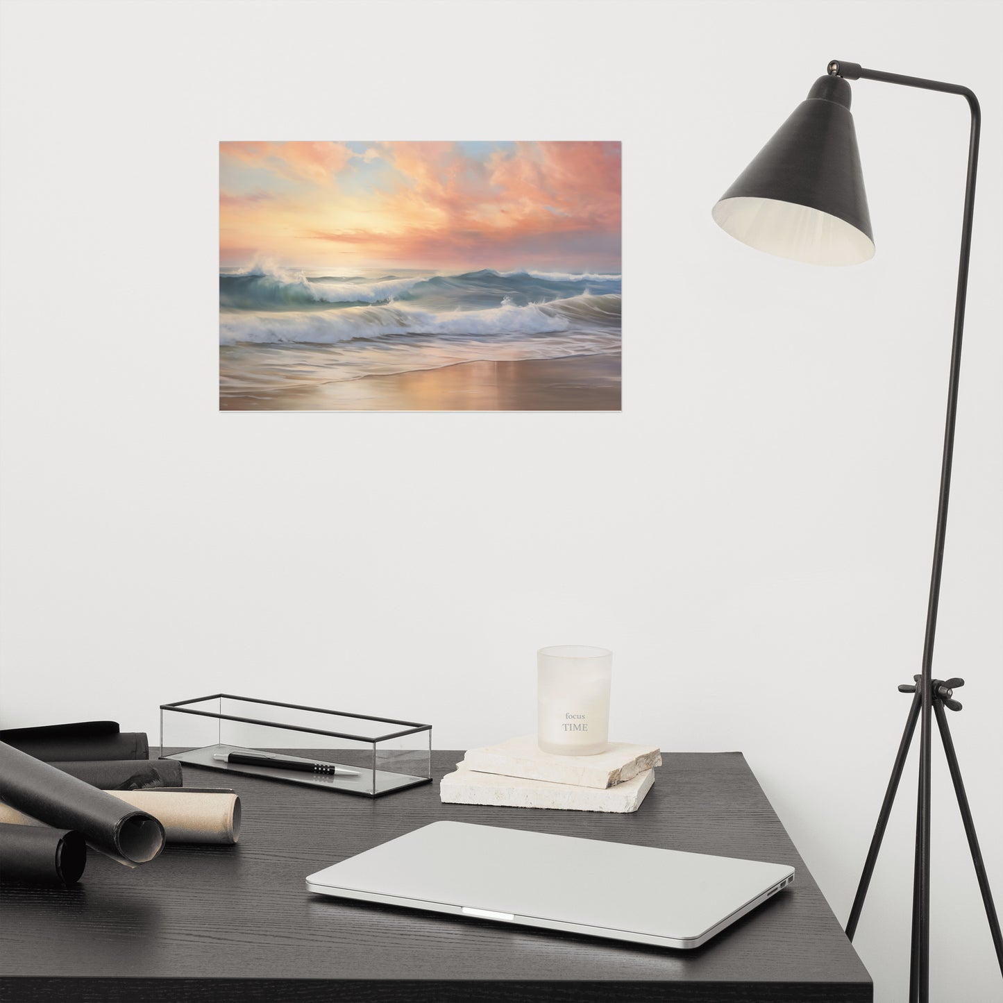 Colorful Coastal Wall Art: Crest of Dawn Coastal Painting Digital Artwork Loose Art