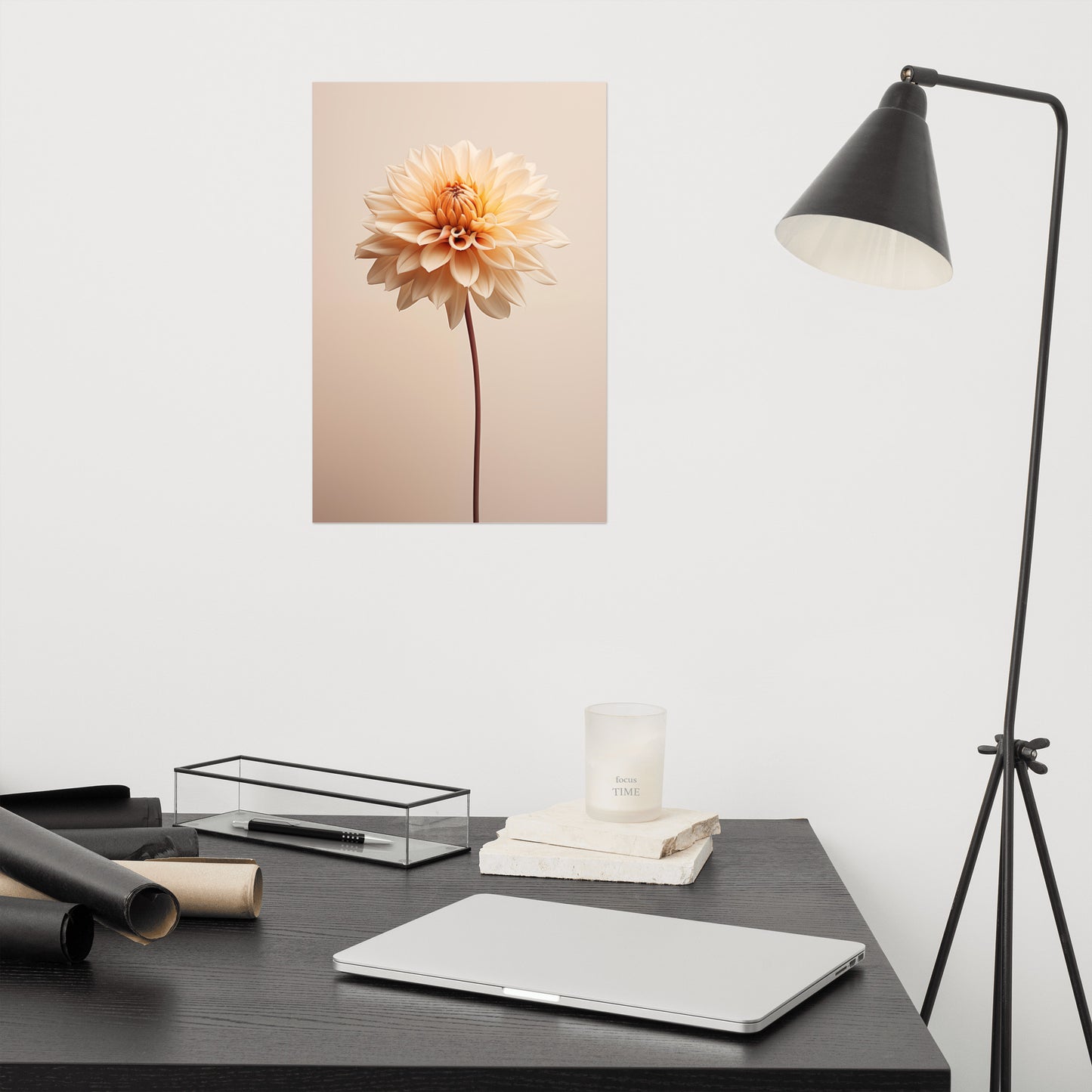 Modern Floral Art Paintings: Delicate Dahlia Realism Painting Digital Artwork Loose Art Print