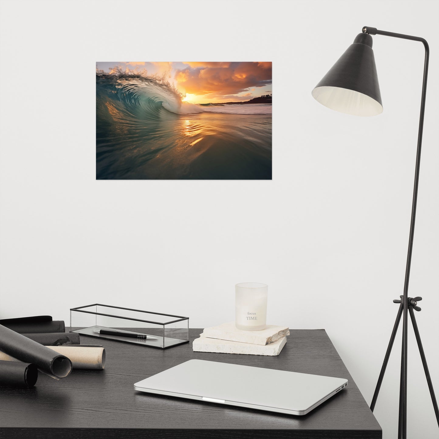 Sunset Beach Wall Art: Ephemeral Whispers Realism Painting Digital Artwork Loose Art Print