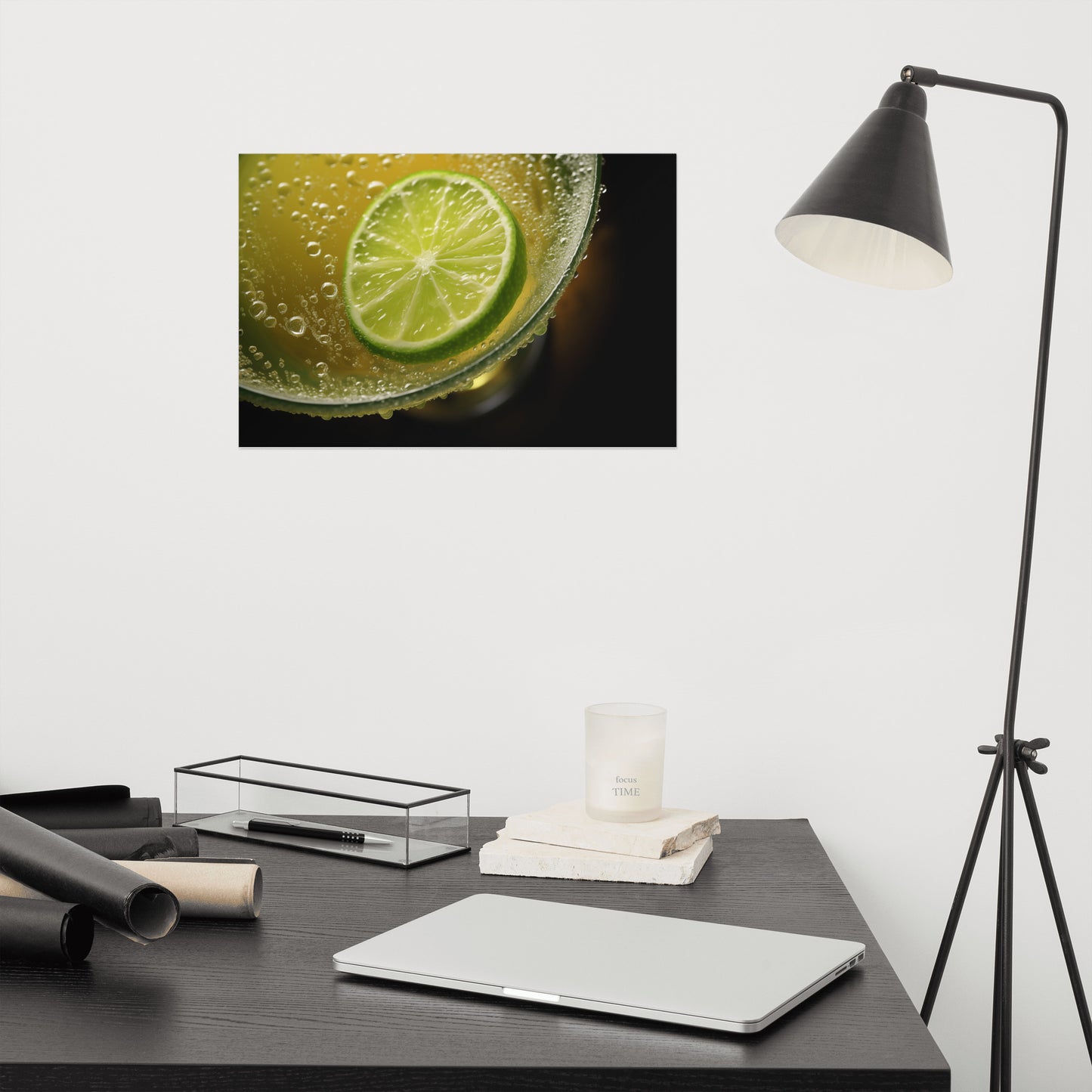 Food and Beverages Art Lime in Drink Photorealistic Digital Artwork Loose Art Print