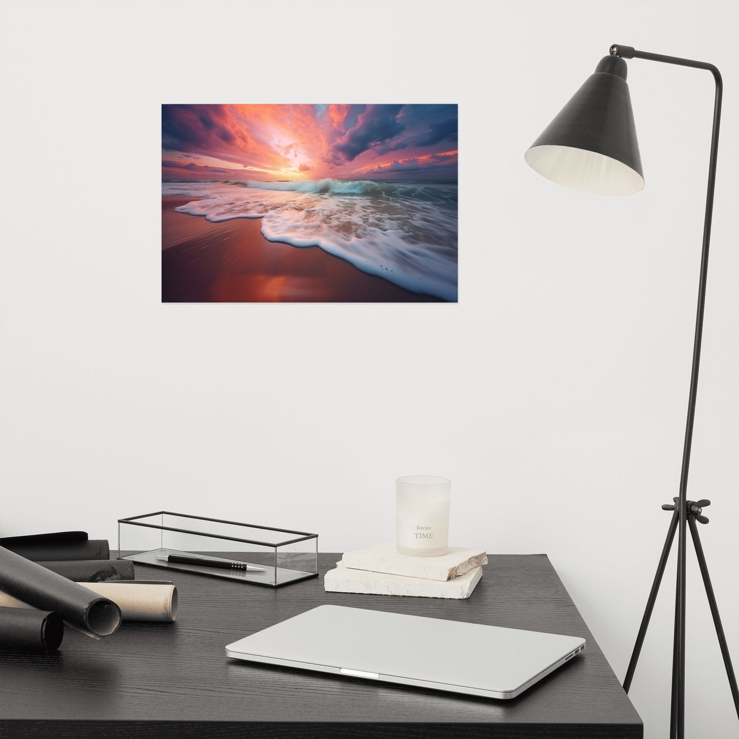 Golden Horizon Realism Painting Digital Artwork Loose Art Print