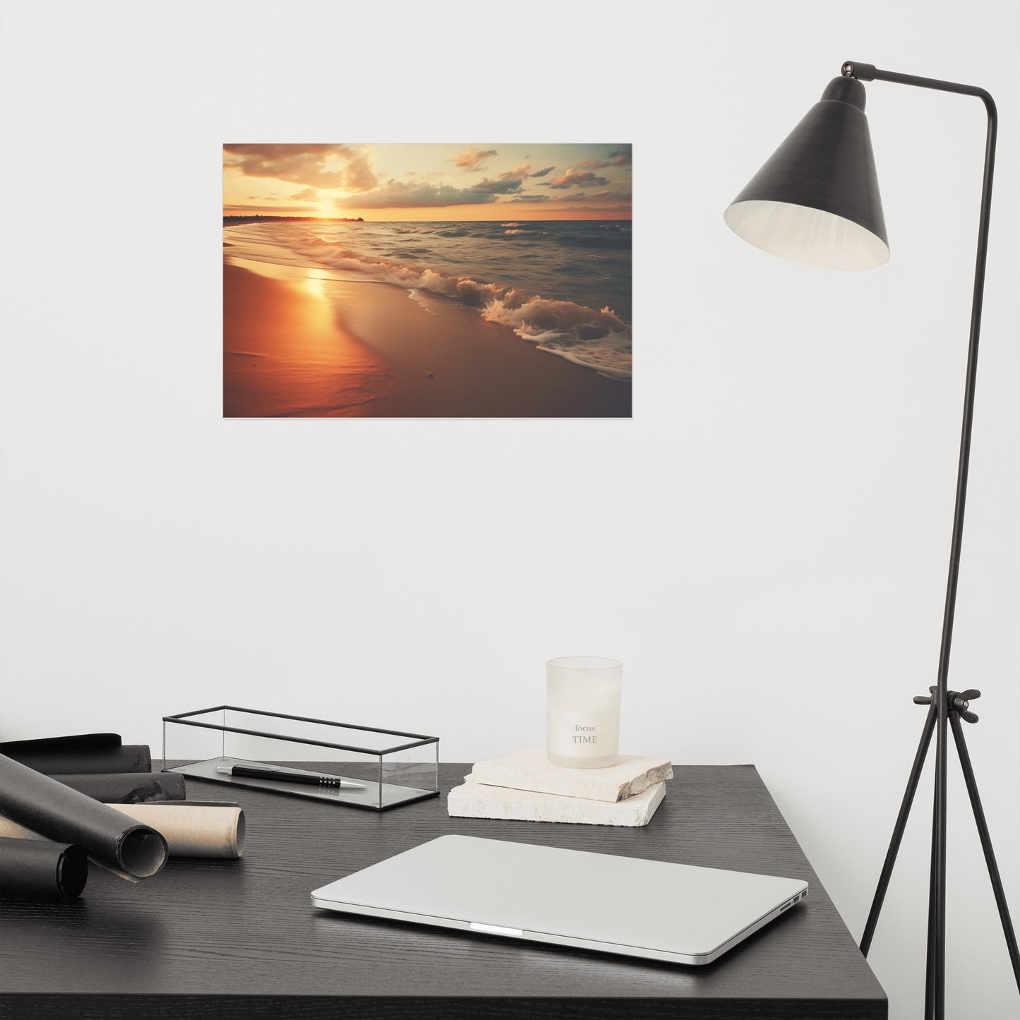 Golden Hour's Crest Realism Painting Digital Artwork Loose Art Print