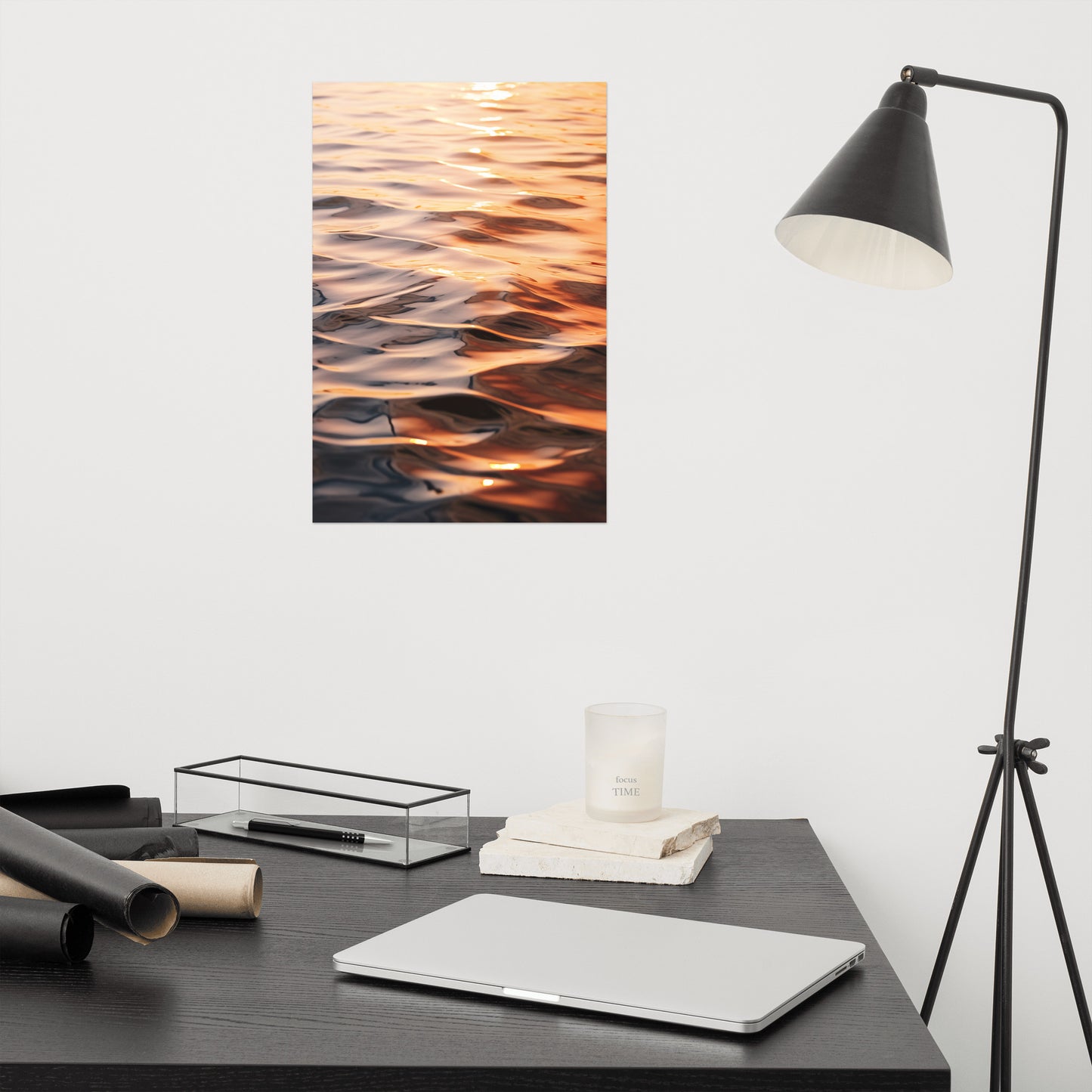 Sunset Serenade Water Reflections Realism Painting Digital Artwork Loose Art Print