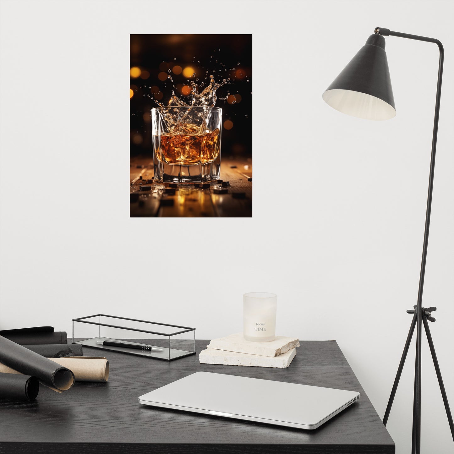 Whisky Splash Realism Painting Digital Artwork Loose Art Print