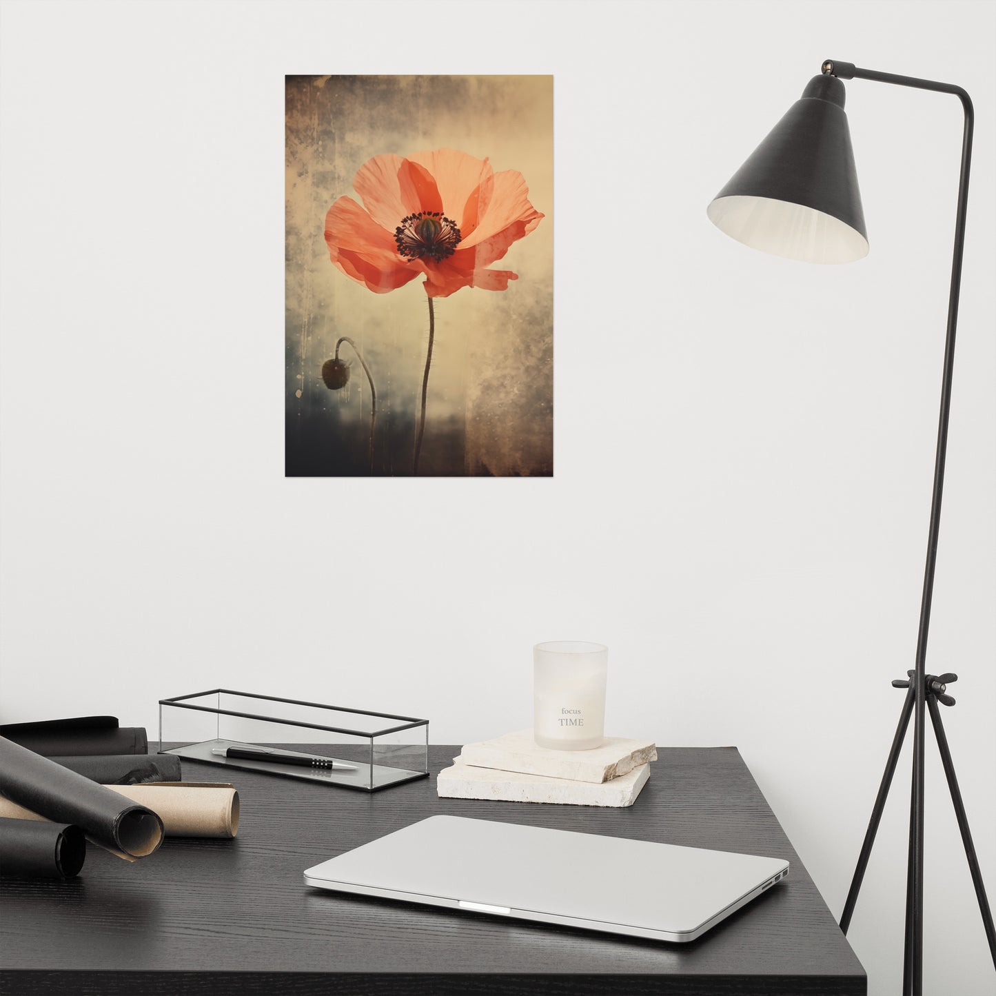 Whispers of Time Poppy Retro Subdued Photorealism - Digital Artwork Loose Art Print