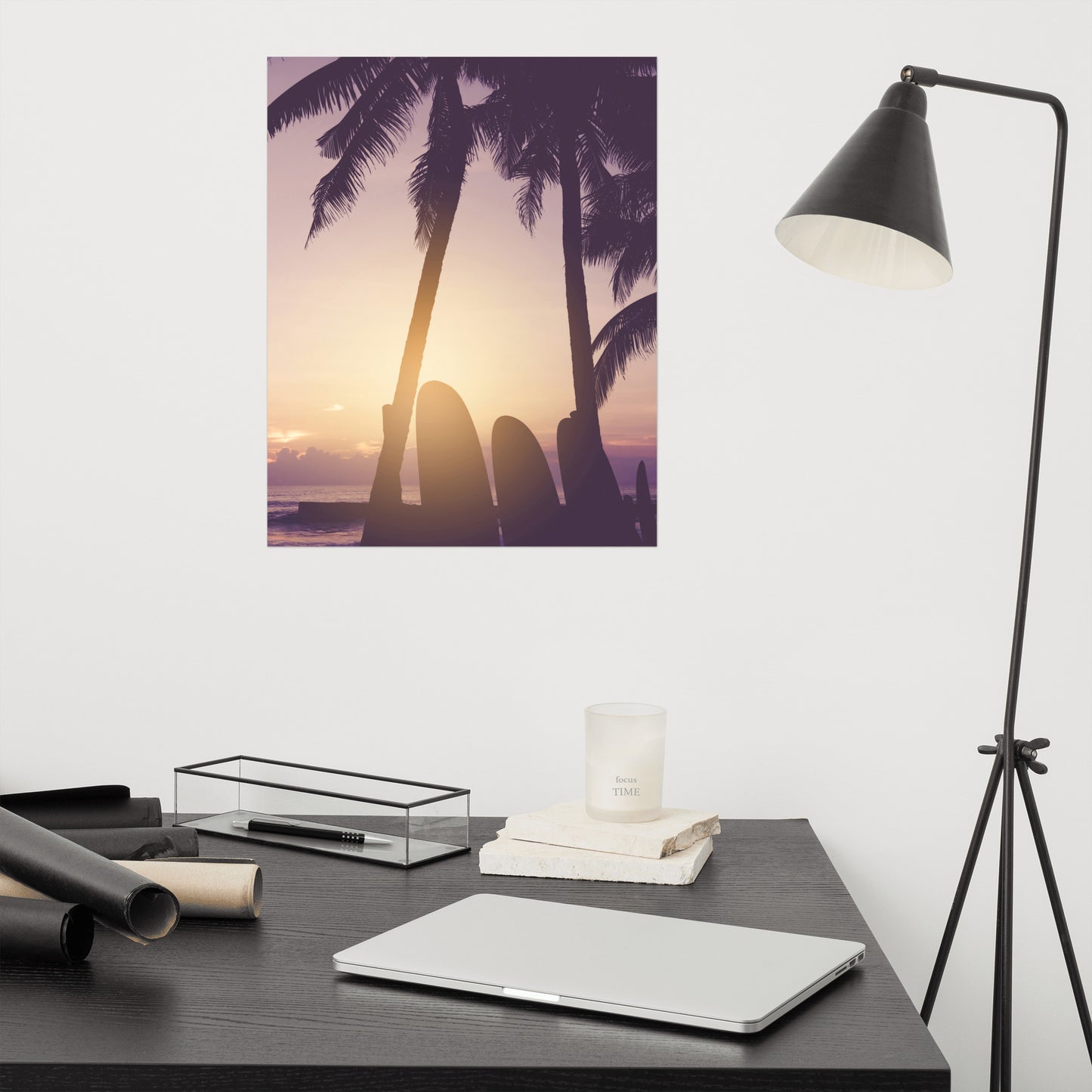 Surfer's Sunset Tropical Coastal Scene Lifestyle Photograph Loose Wall Art Print