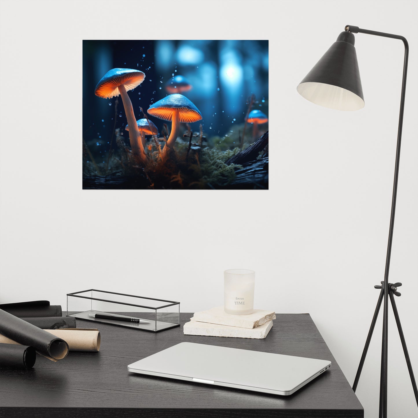 Abstract Artwork: "Bioluminescence Mushrooms" - Digital Artwork - Unframed Print