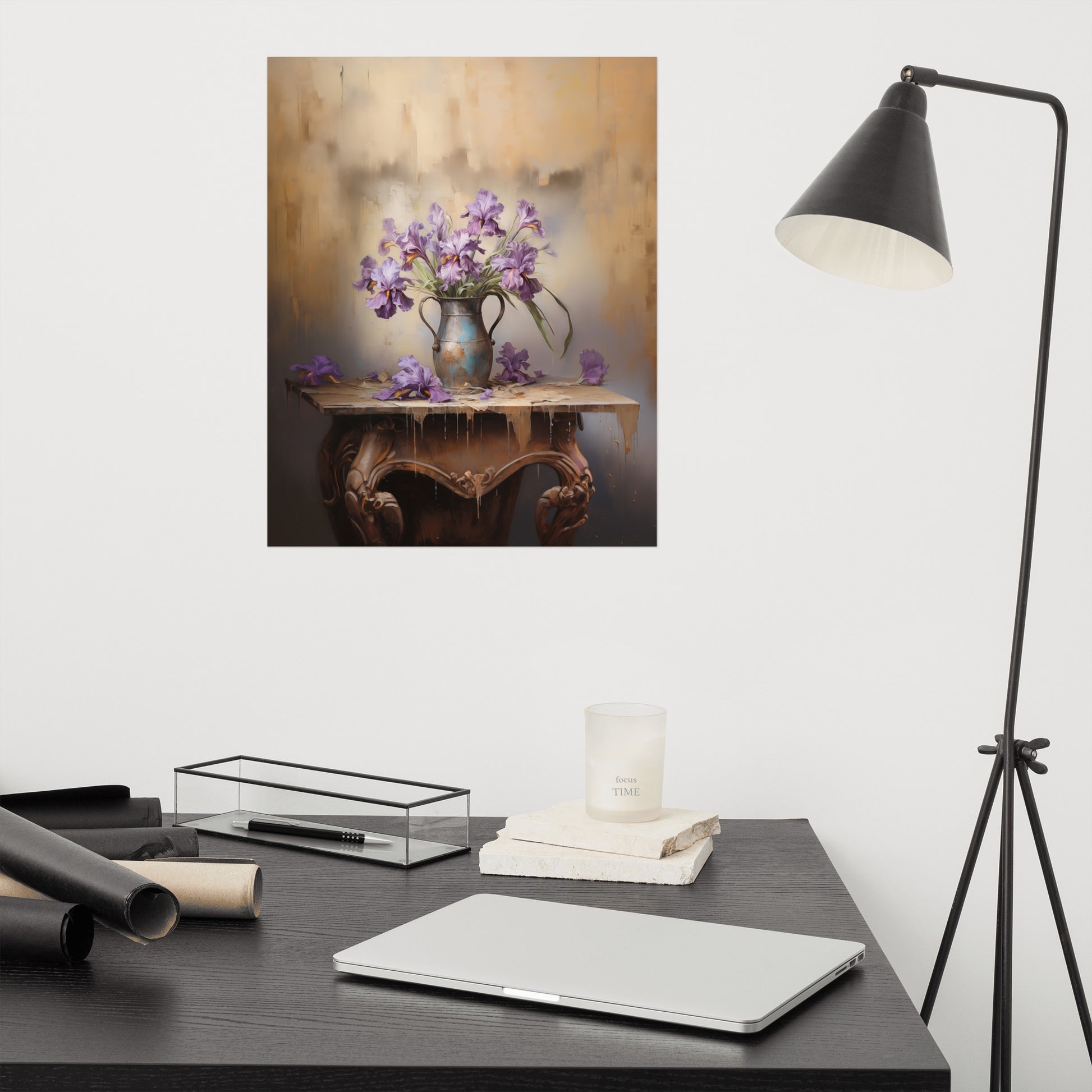 purple iris print: "A Moment of Grace" Pastel Painting - Digital Artwork Loose Print