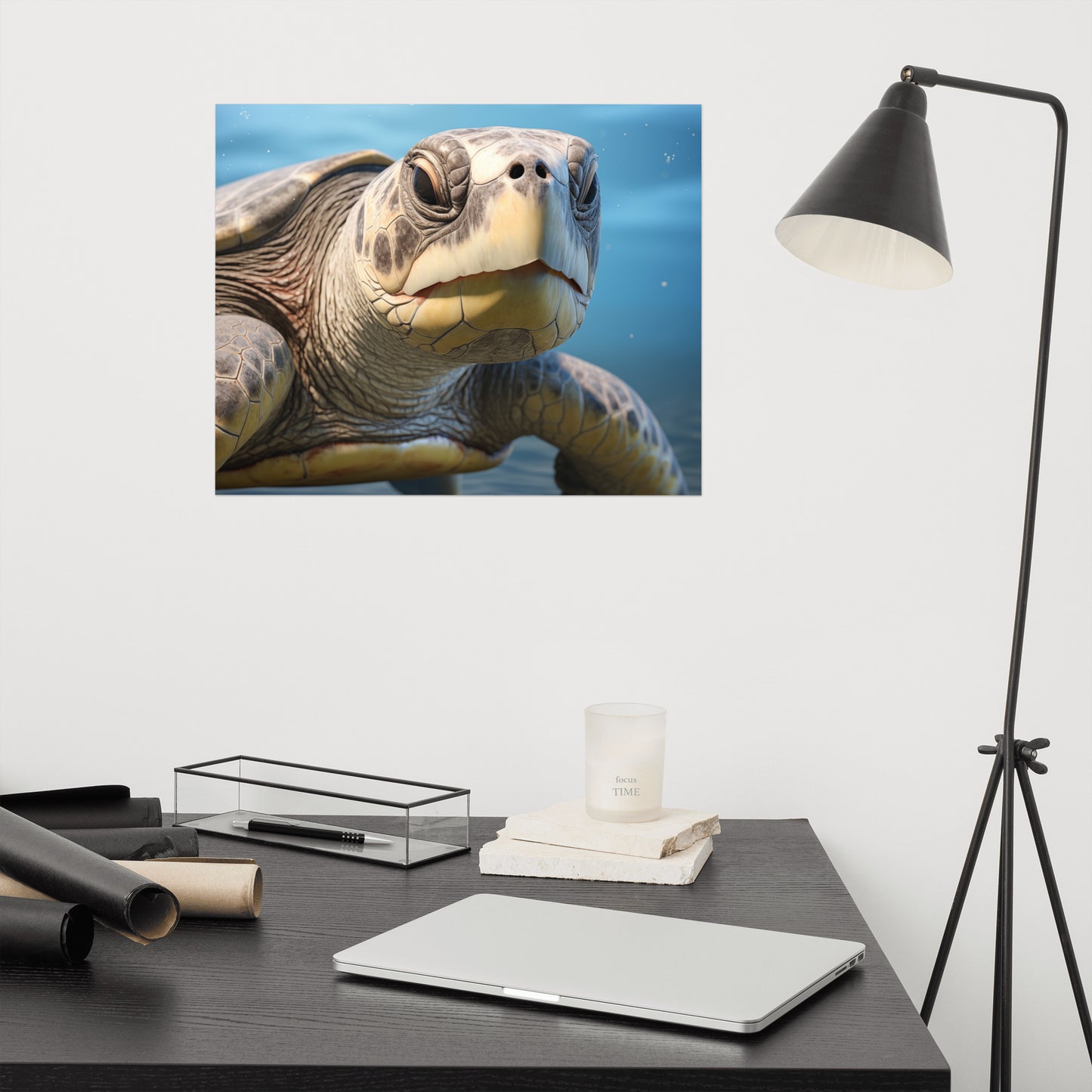 Sea Turtle Art: Ancient Eyes Olive Ridley Close-up Photorealism Painting - Digital Artwork Loose Print