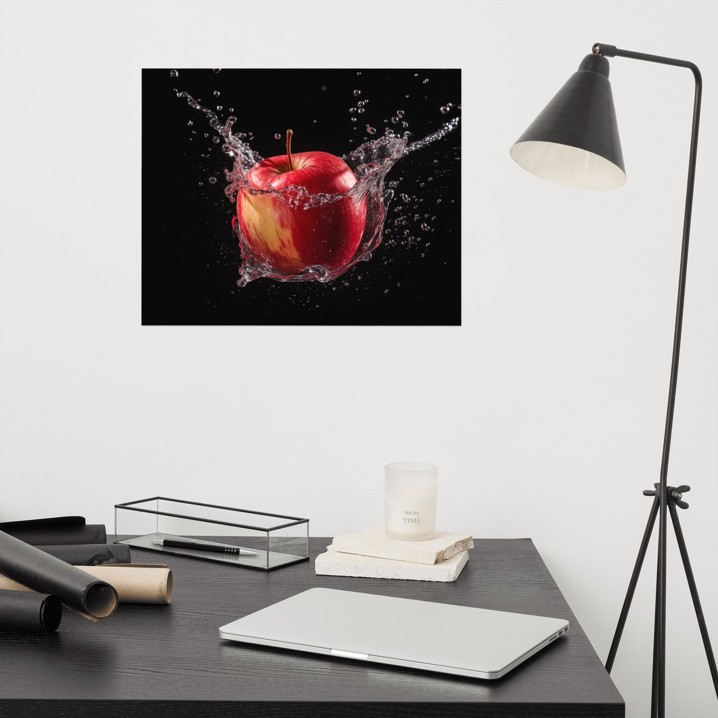 Apple Immersion - Apple in Water Photorealism - Digital Artwork Loose Print