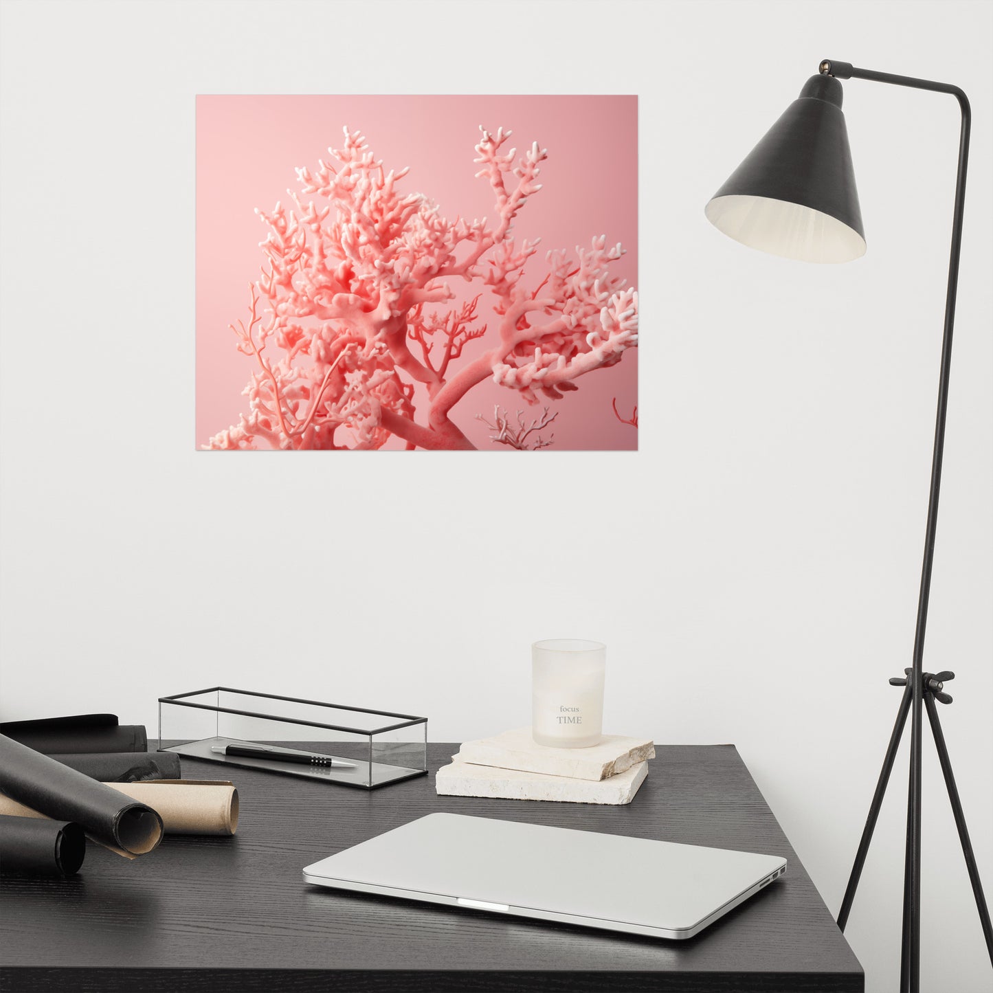 Bloom of the Depths Coral Photorealistic Painting - Digital Artwork Loose Art Print