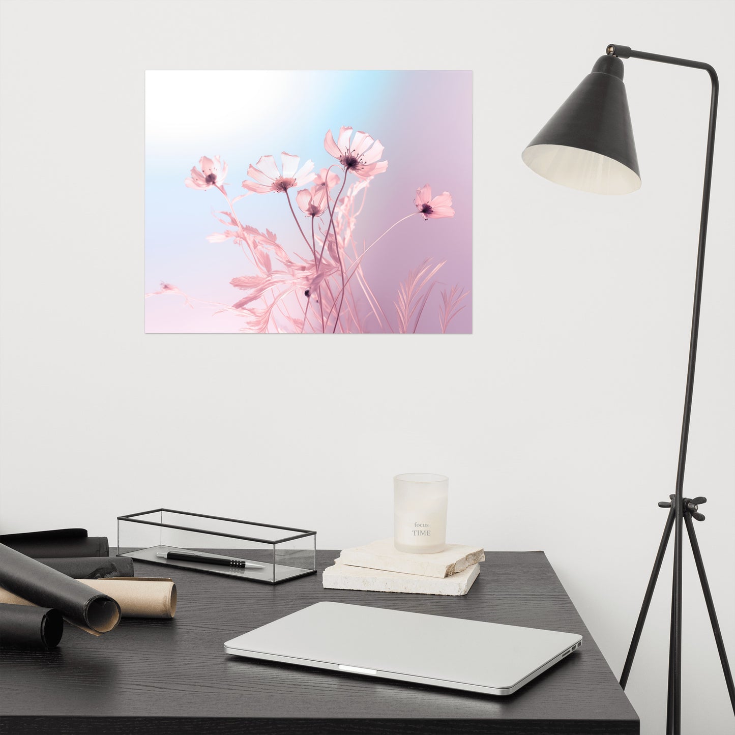 Blushing Blooms Pastel Floral Photorealism Painting - Digital Artwork Loose Art Print