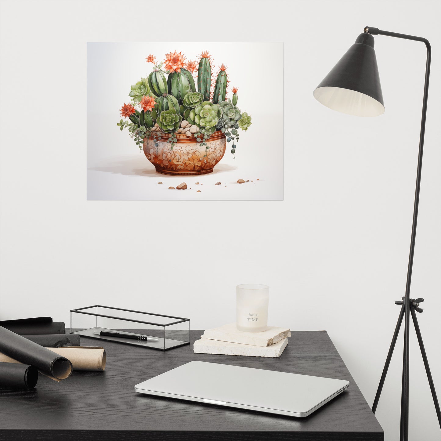 Blooming Resilience Cactus Watercolor Painting - Digital Artwork Loose Art Print