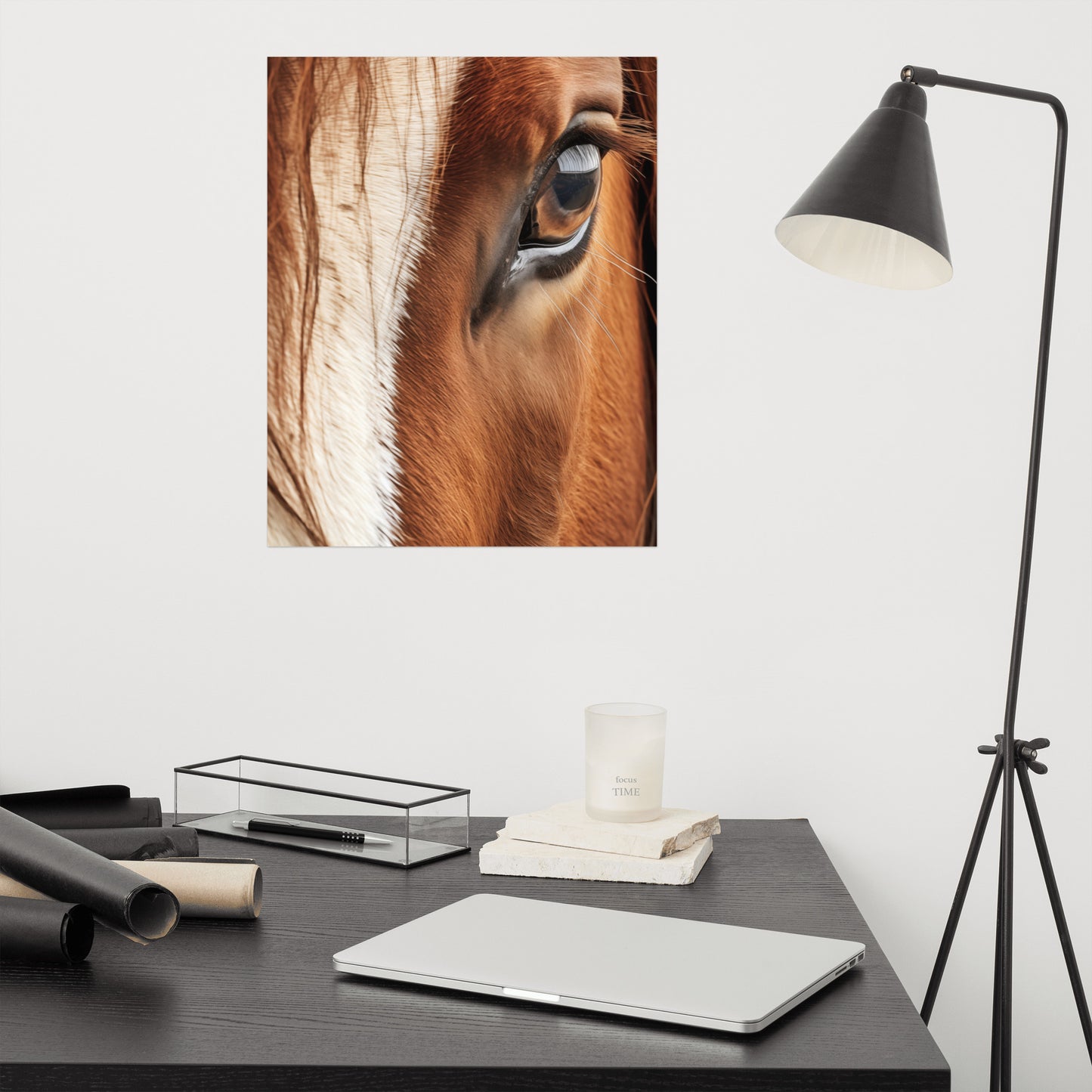 Horse Wall Art: Chestnut and Cream Photorealism - Digital Artwork Loose Art Print