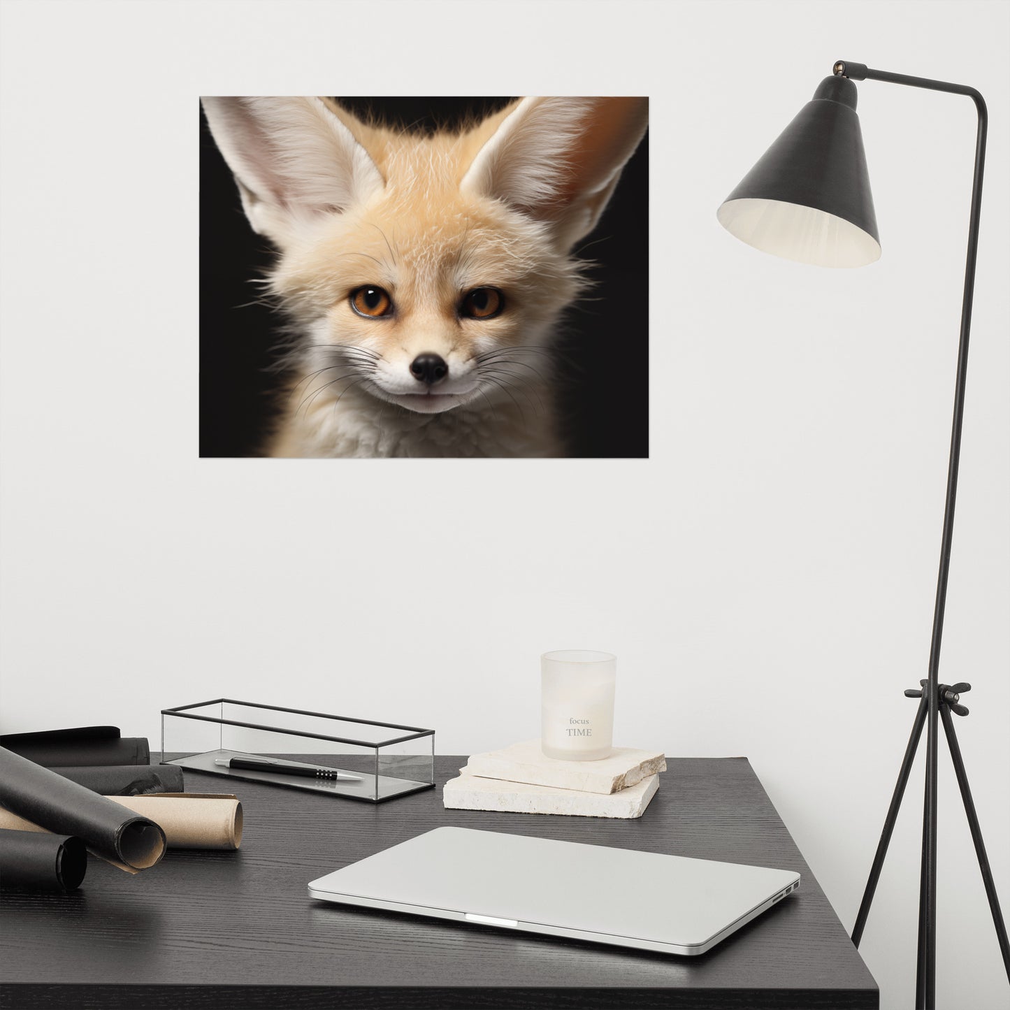 Fox Art: Close-up of a Desert Fox Fennec Fox Photorealism - Digital Artwork Loose Art Print