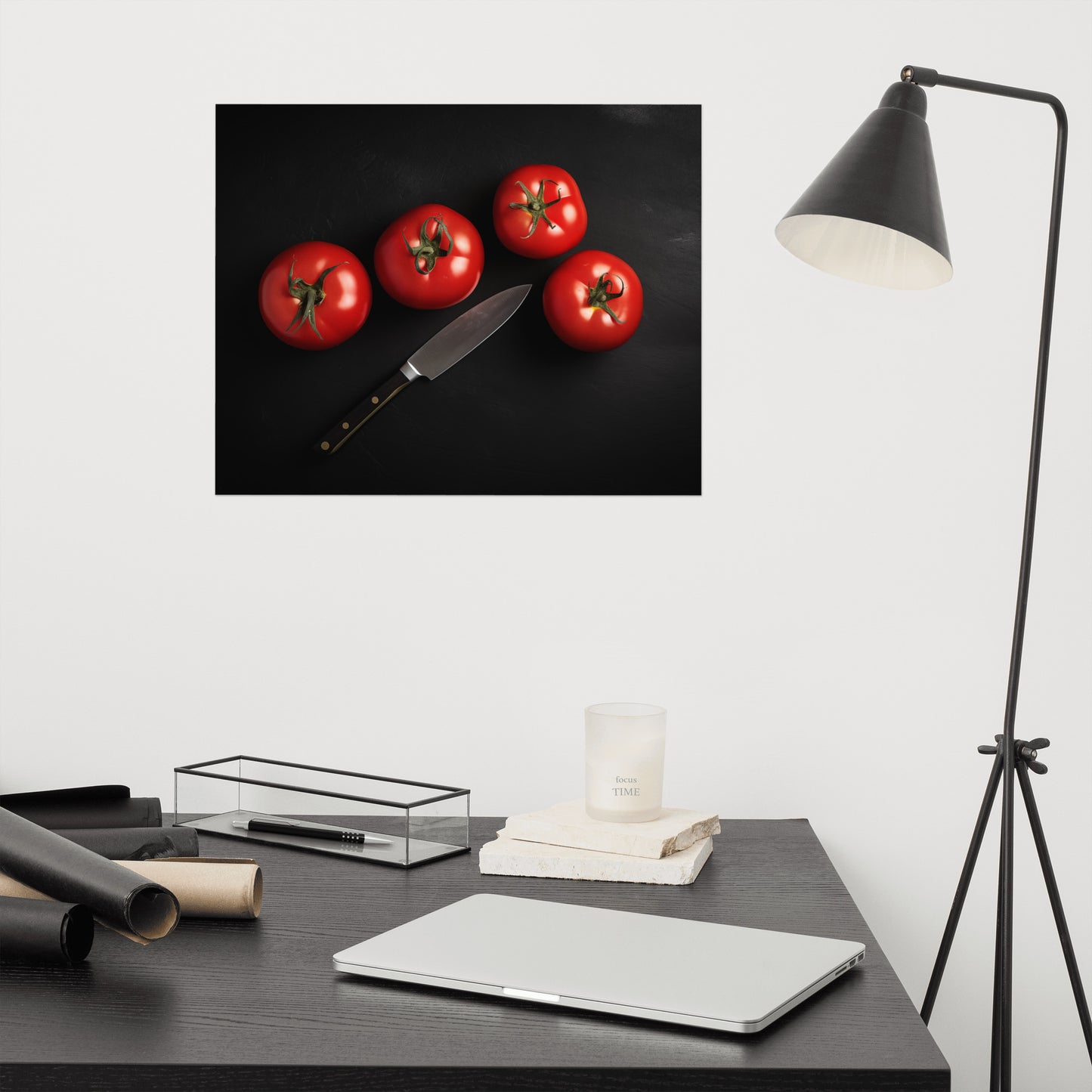 Home Kitchen Wall Decor: Crimson Quartet Tomatoes Photorealism - Digital Artwork Loose Art Print