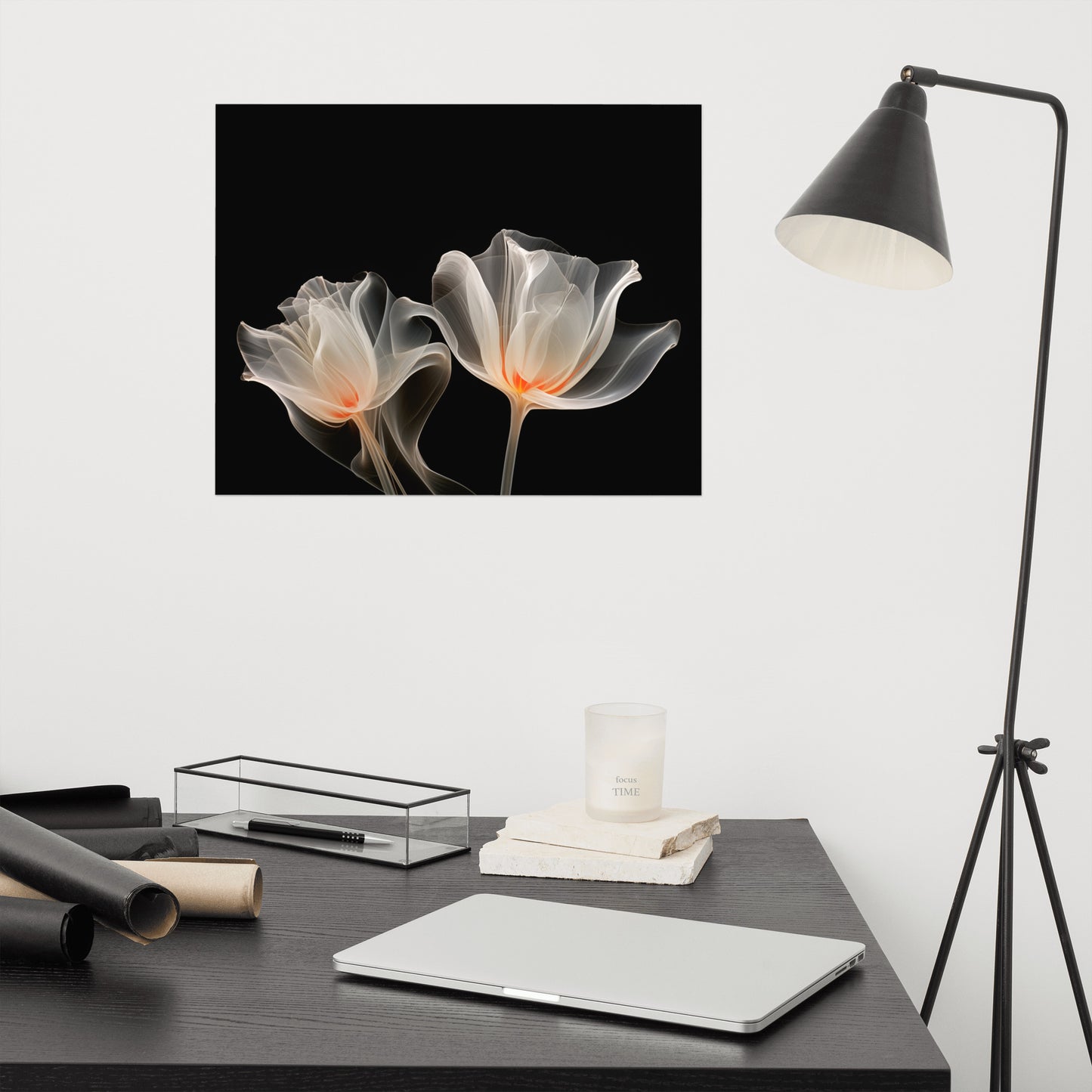 Flower Poster Aesthetic: Crystallized Beauty X-ray Effect - Digital Artwork Loose Art Print