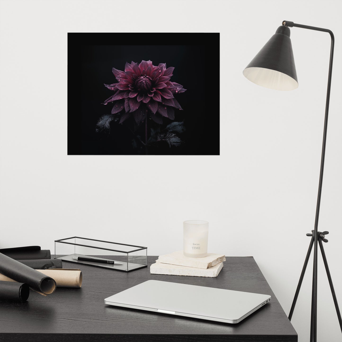 Dark Floral Artwork: Dahlia's Dream Photorealism - Digital Loose Art Print