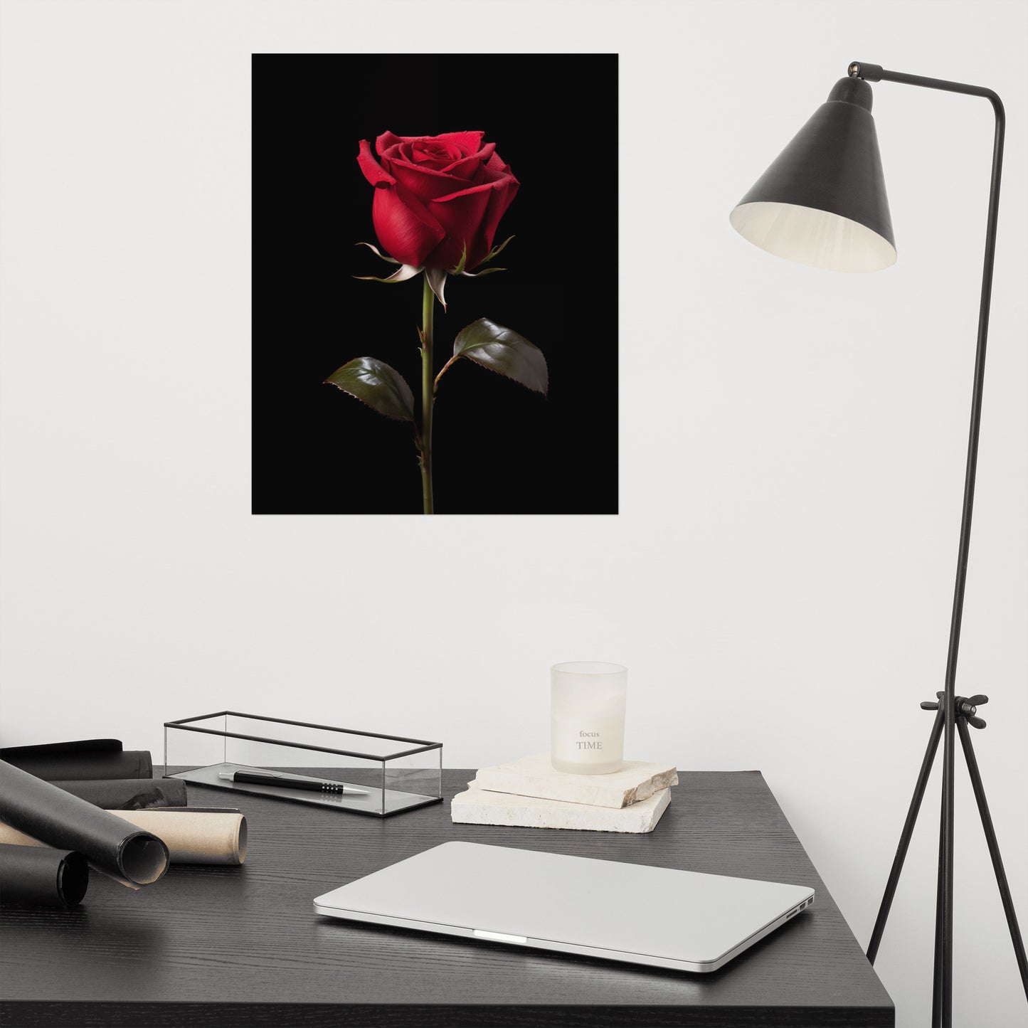 Red Flower Art: Dark Romance Photorealism - Digital Artwork Loose Art Print