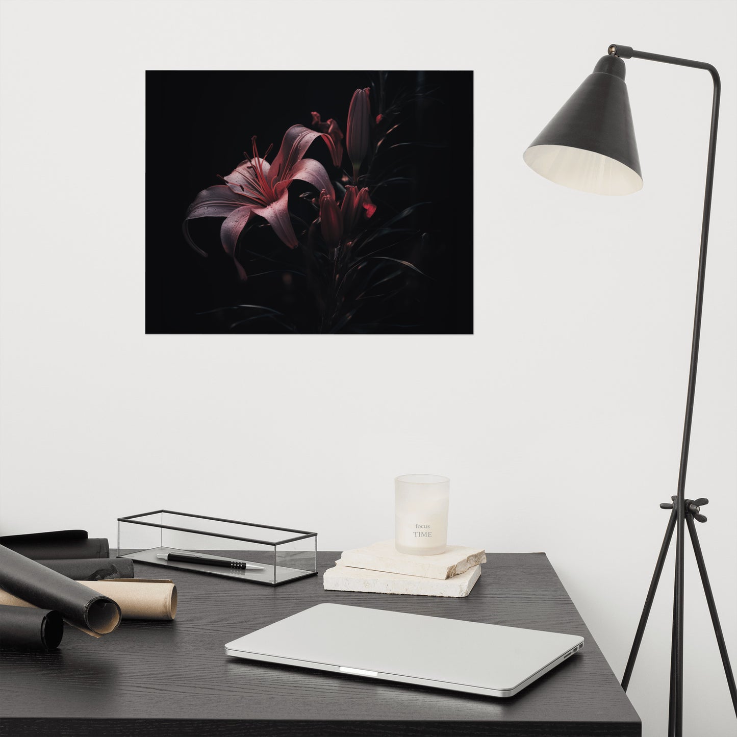 Flower Modern Art: Darkest Desire Dark Floral Photorealism - Digital Artwork Loose Art Print