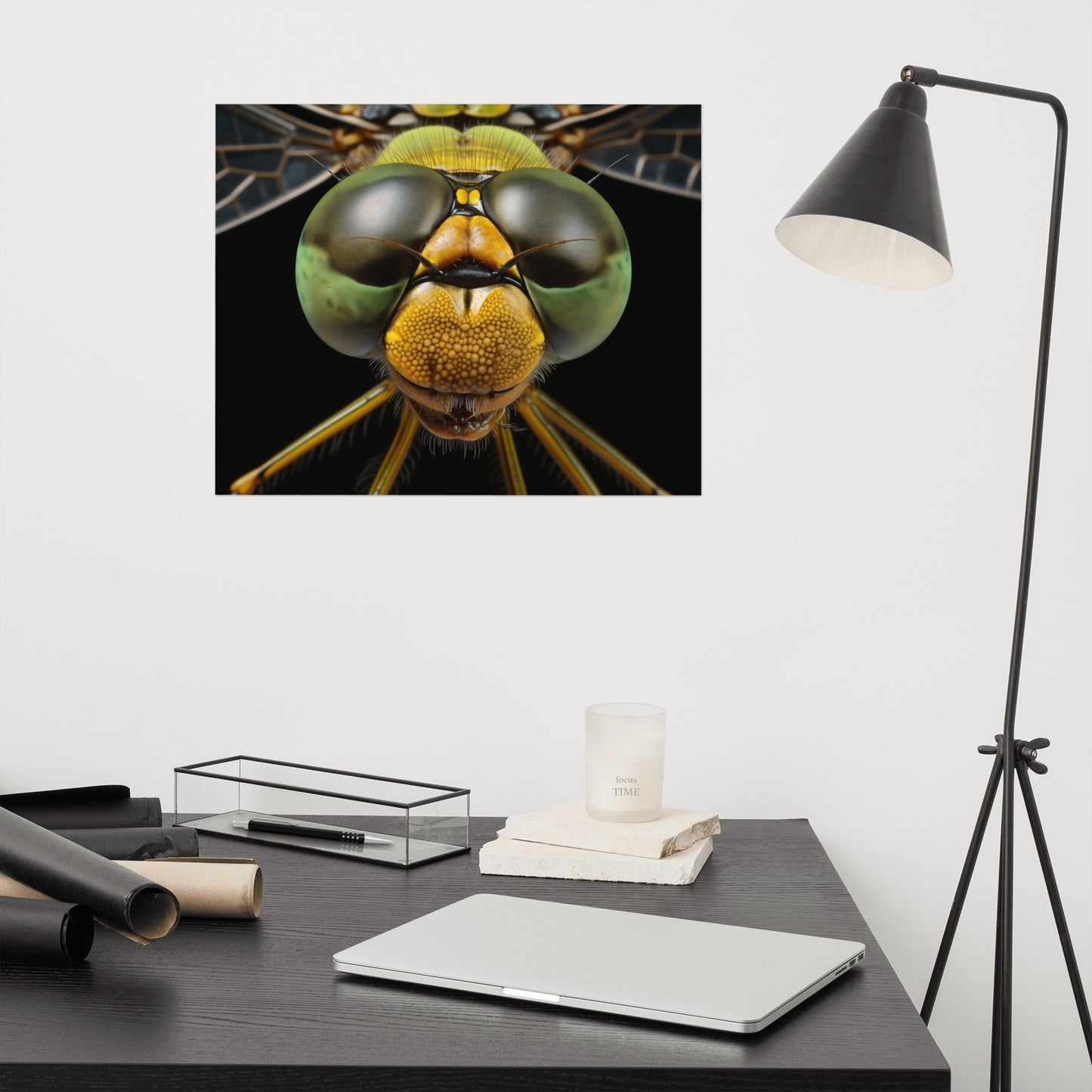 Wildlife Art: Dragonfly Close-Up Portrait Photorealism - Digital Artwork Loose Art Print