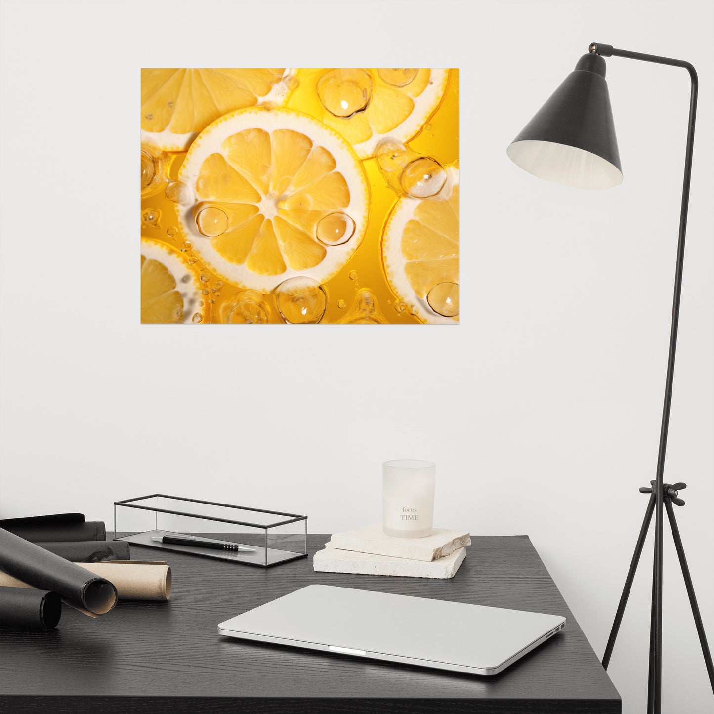 Cute Lemon Art: Effervescent Citrus Photorealism - Digital Artwork Loose Art Print